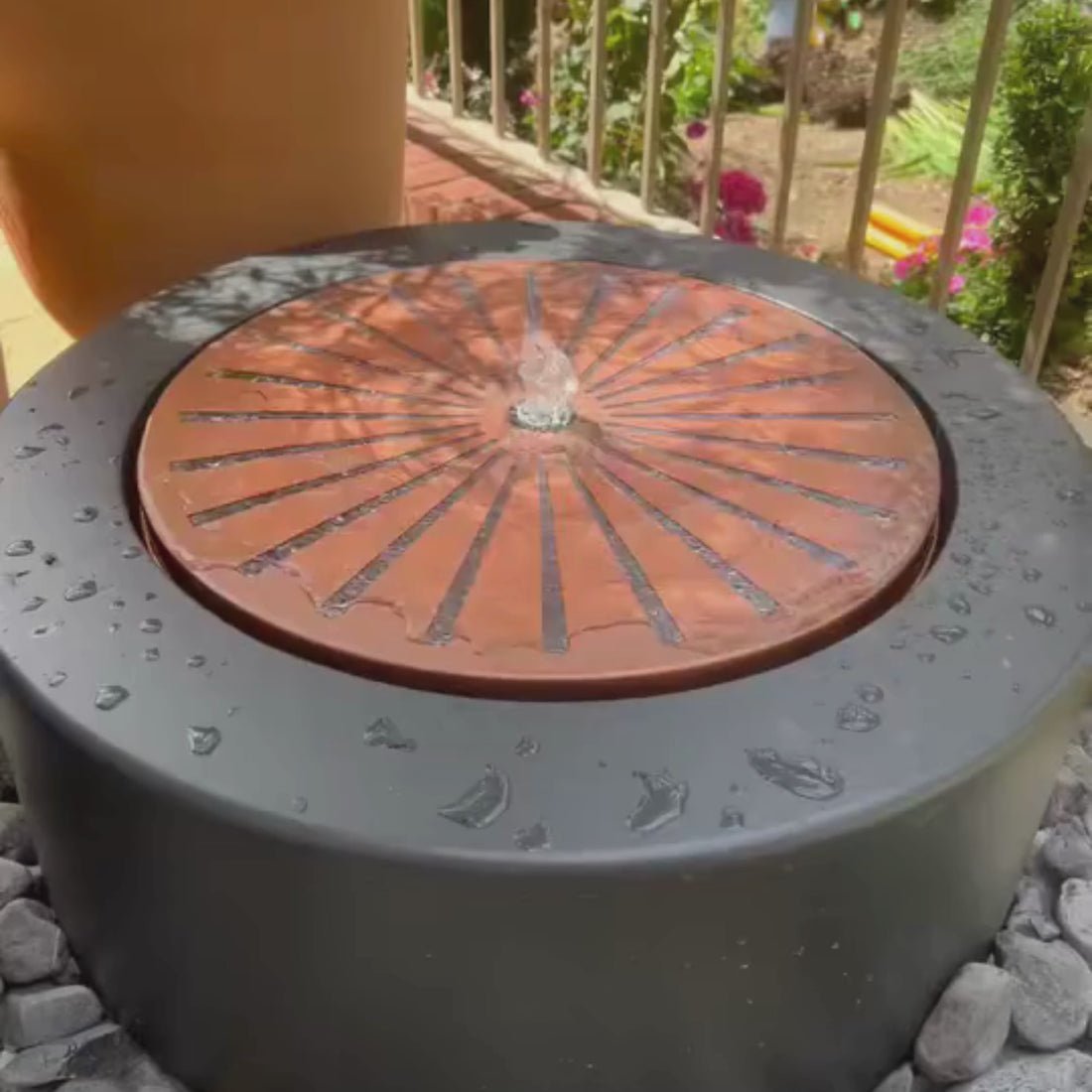 Skandi London Large Water Feature with Light Display in Charcoal & Aged Copper - Skandi London