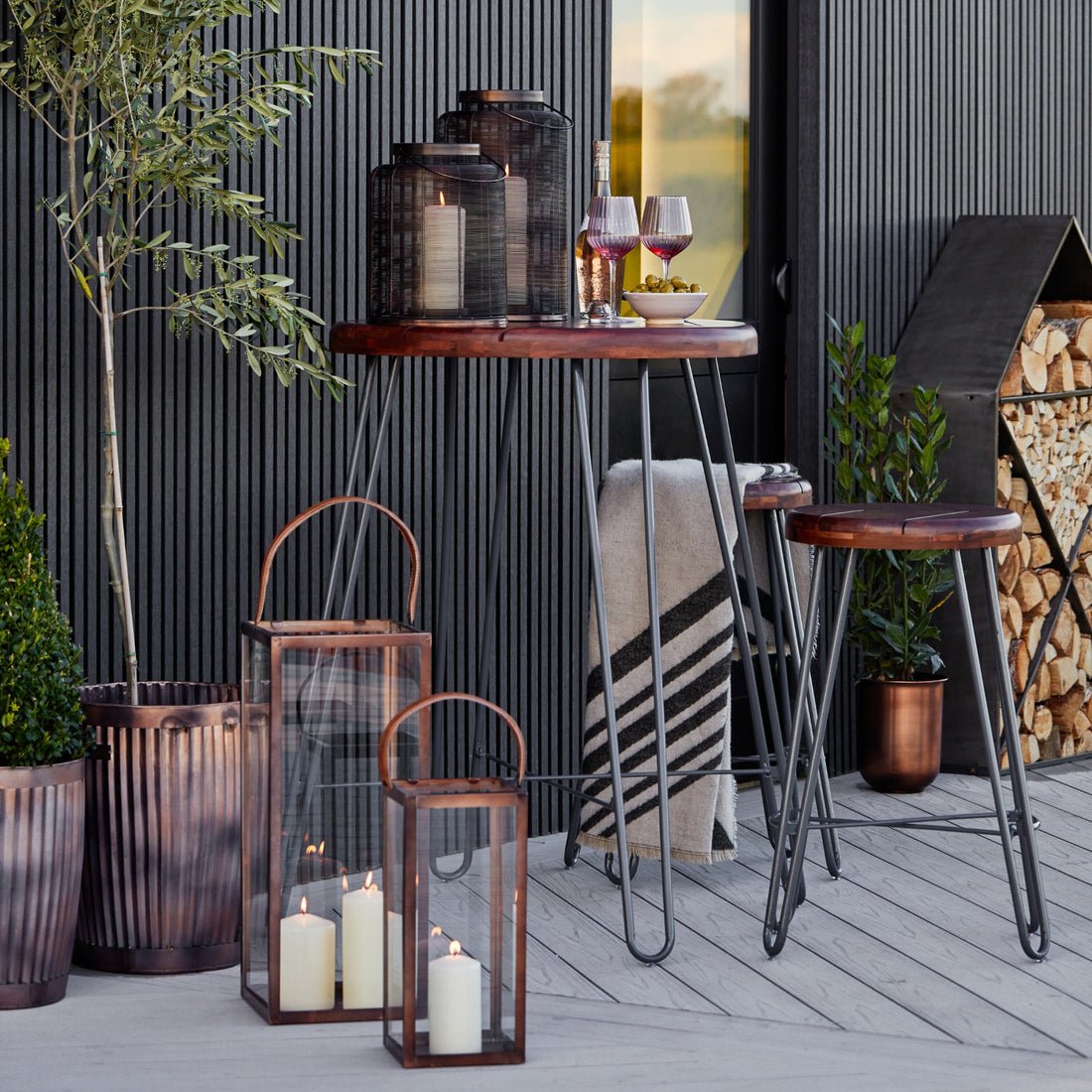 Waldemar Copper Woven Metal Lantern - Medium - Skandi London