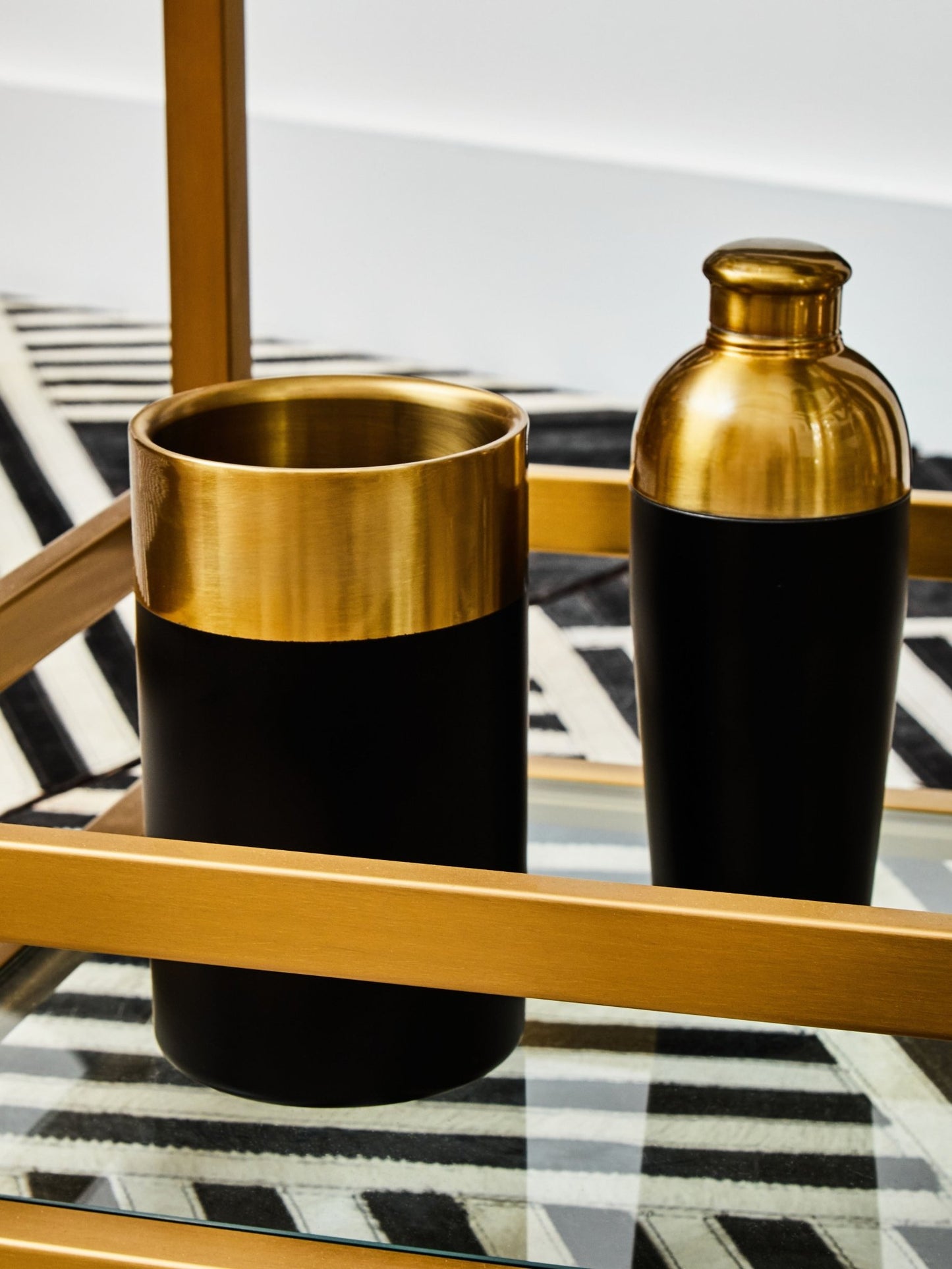 Kelda Gold Finish And Black Cocktail Shaker - Skandi London