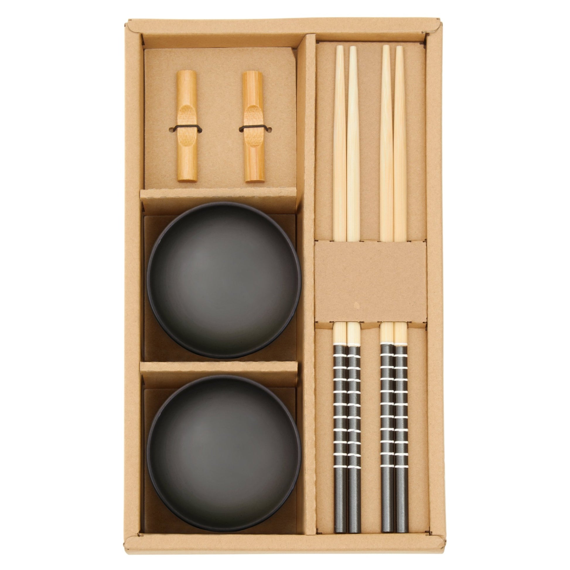 Haldor 6pc Black Ceramic and Wood Sushi Set - Skandi London