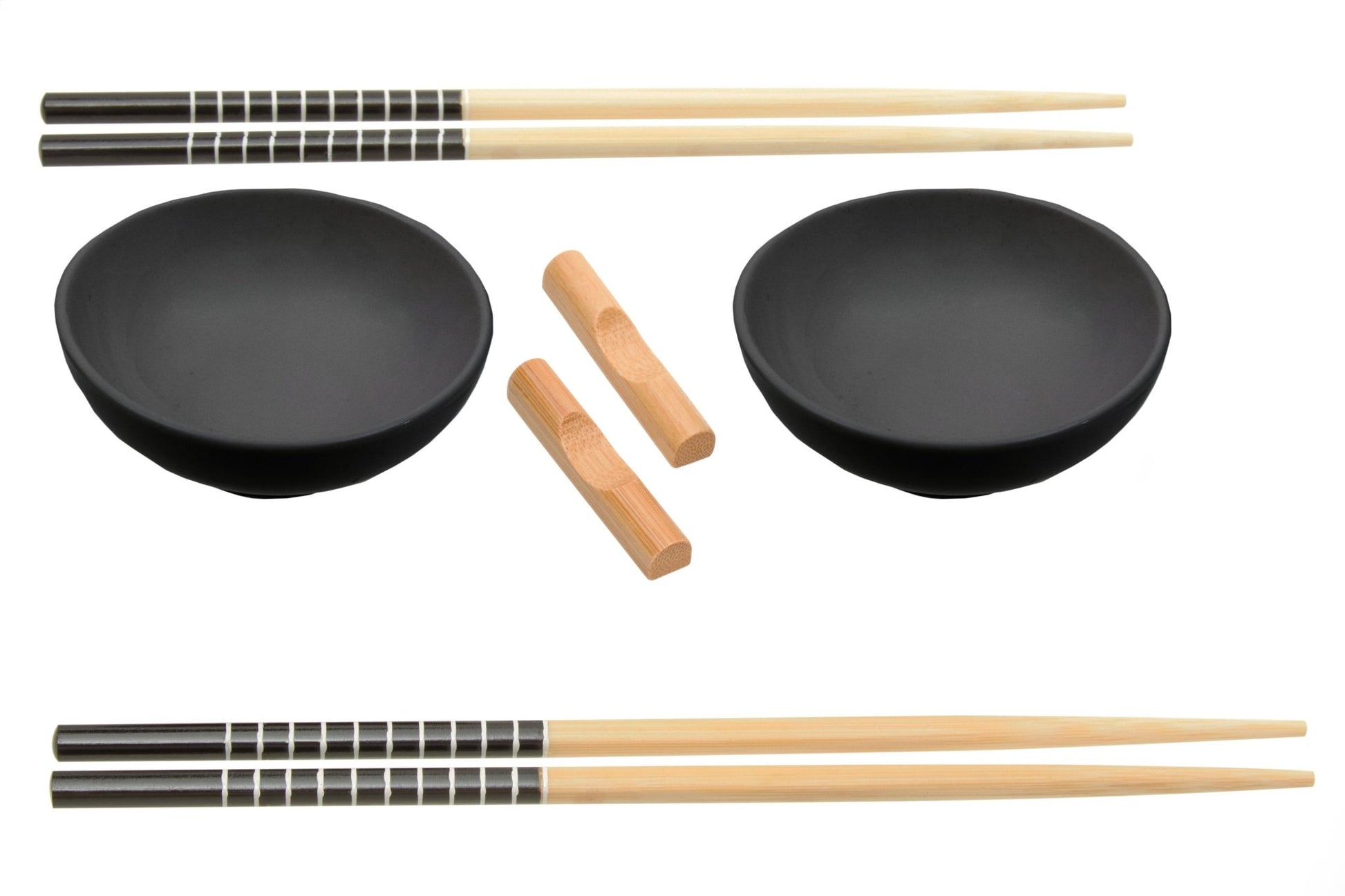 Haldor 6pc Black Ceramic and Wood Sushi Set - Skandi London