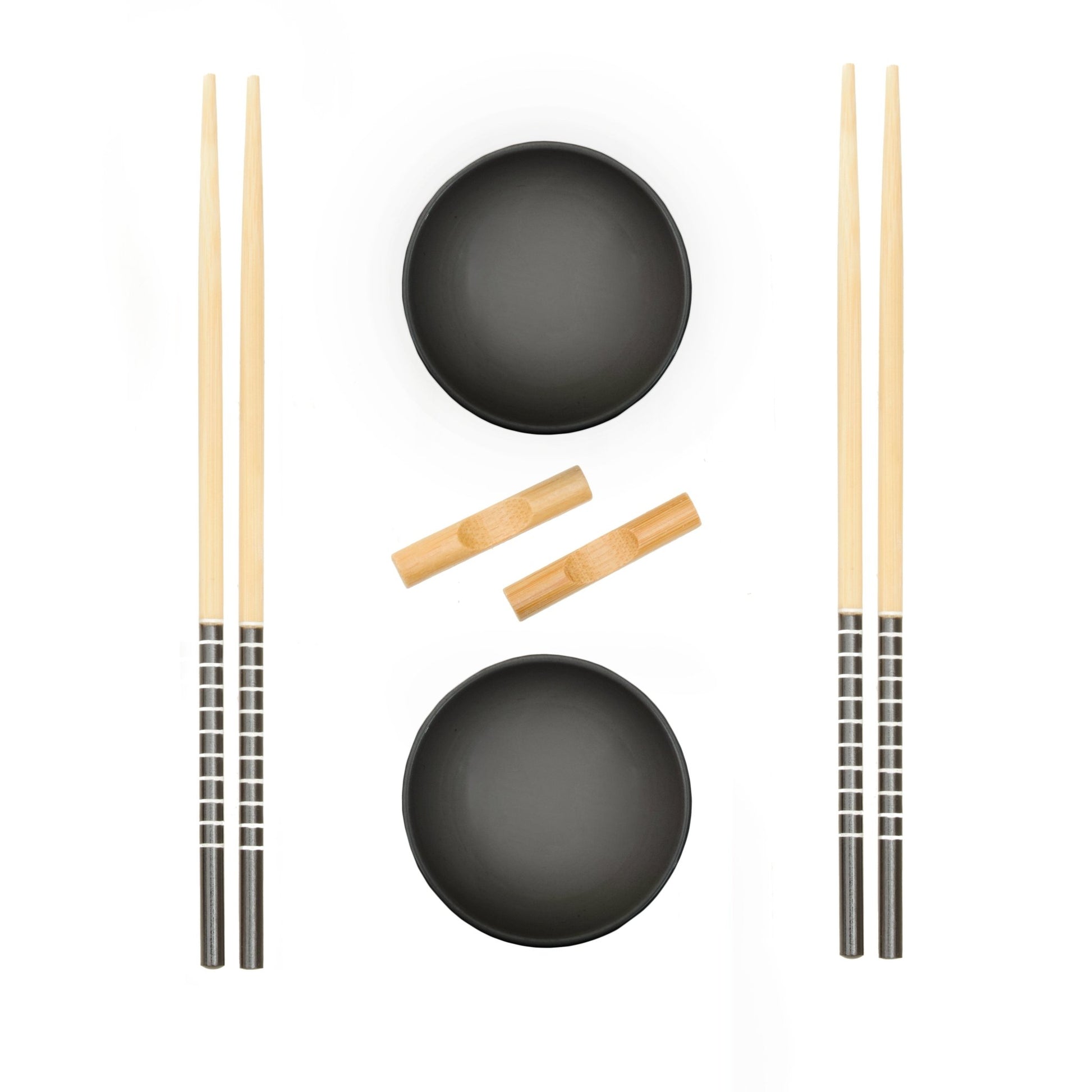 Haldor 6pc Black Ceramic and Wood Sushi Set - Skandi London