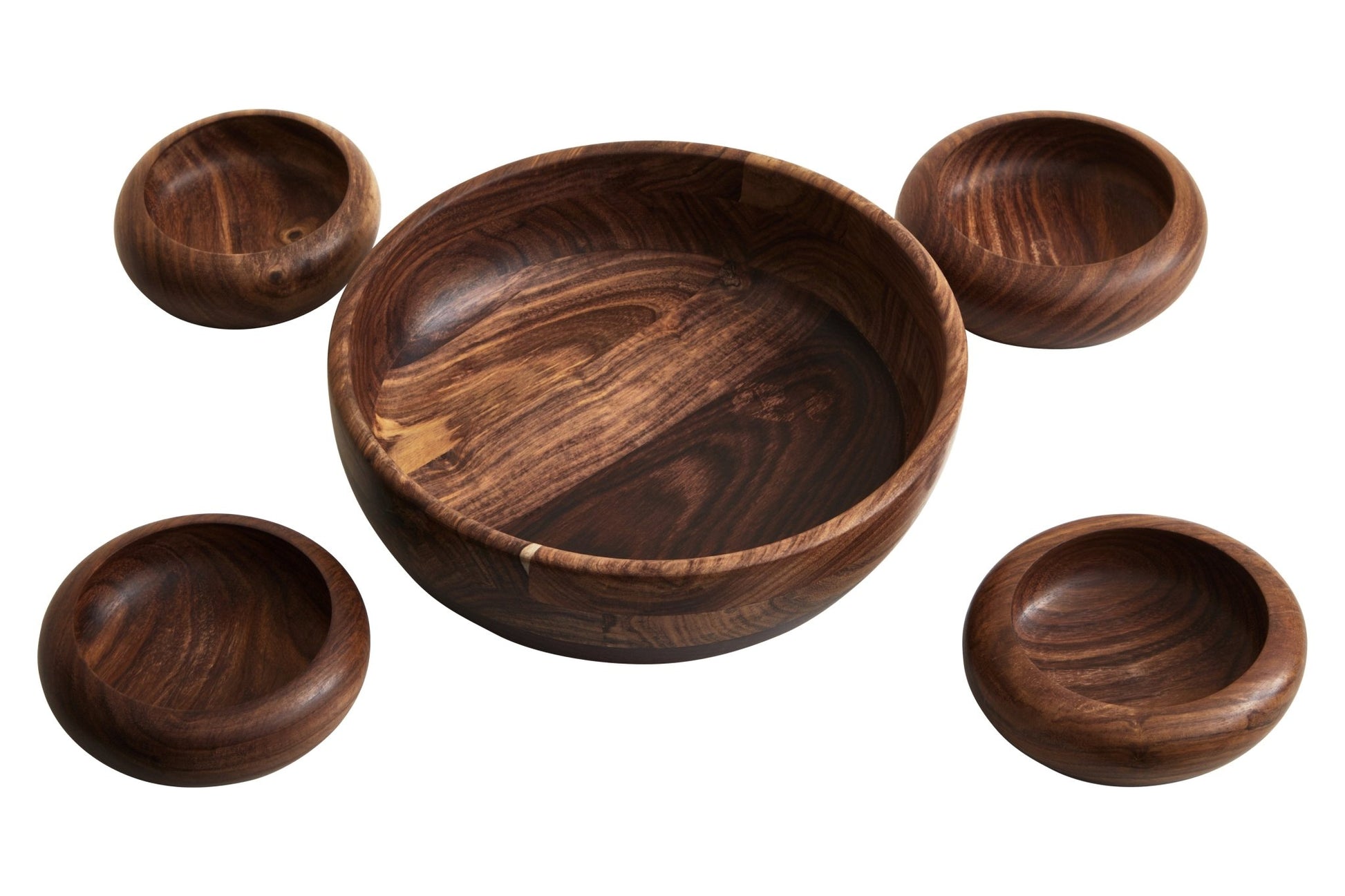 Heidrun 5pc Sheesham Wood Salad Bowl Set - Skandi London
