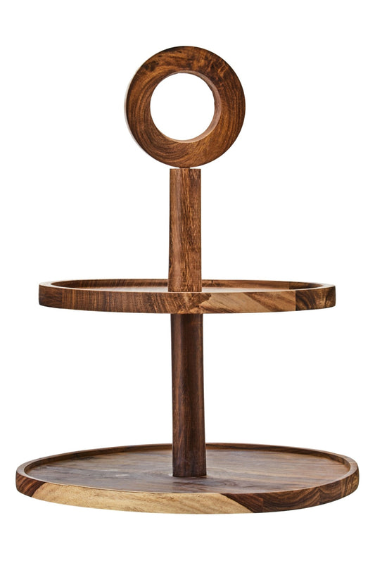 Heidrun Sheesham Wood Two Tier Cake Stand - Skandi London