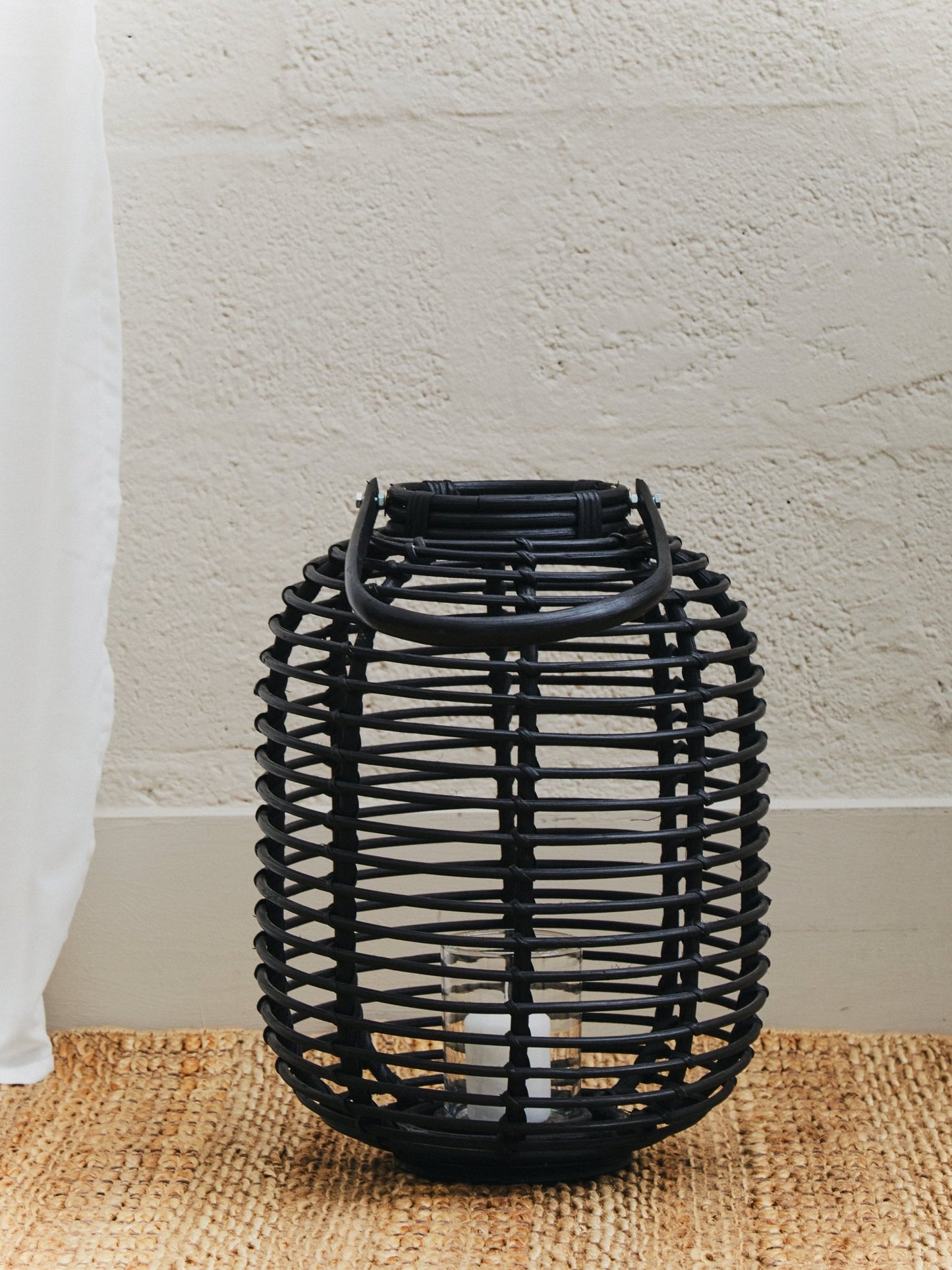 Kai Small Black Natural Rattan Lantern - Skandi London