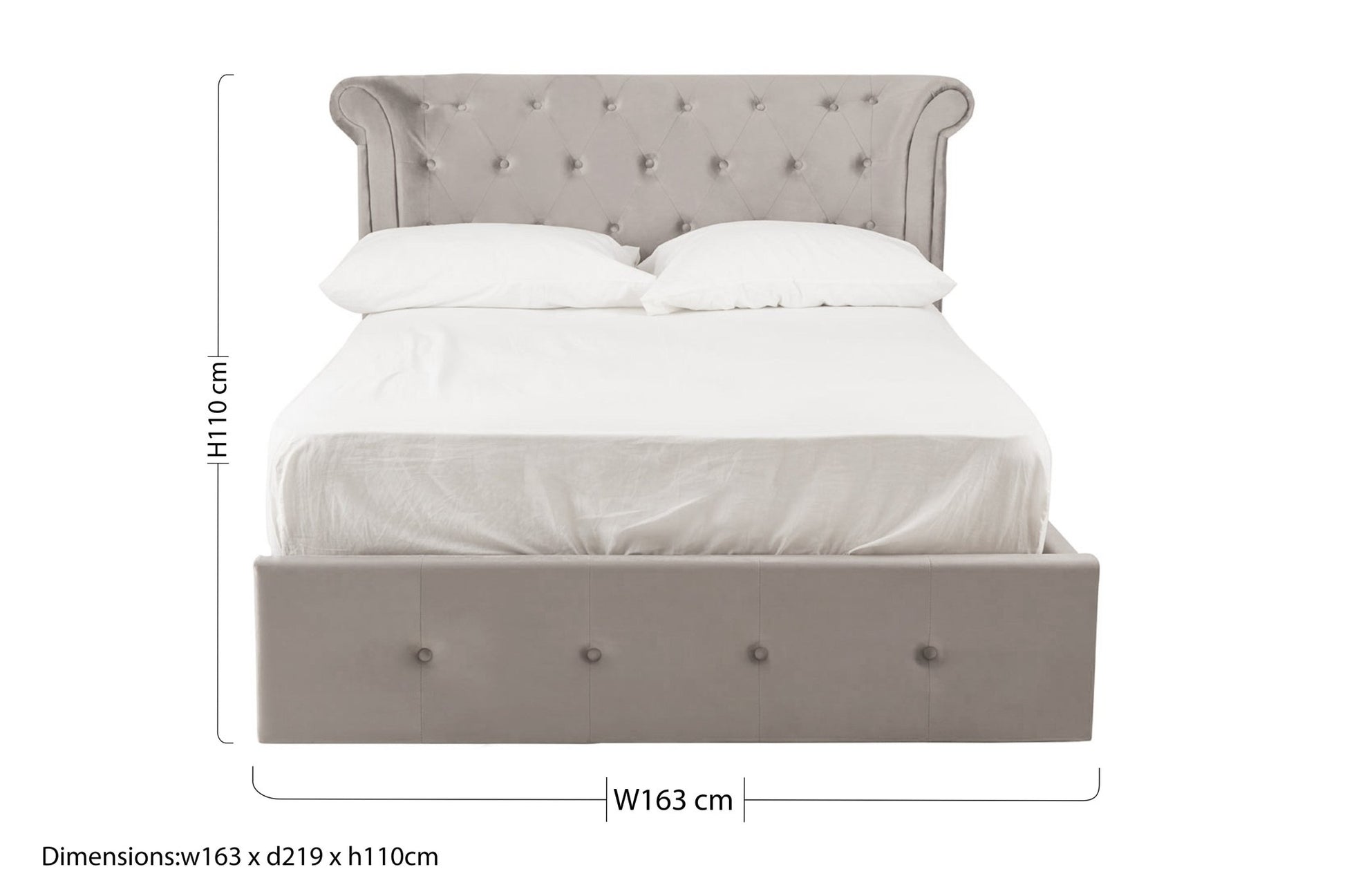 Darby Steel Velvet Double Ottoman Bed - Skandi London