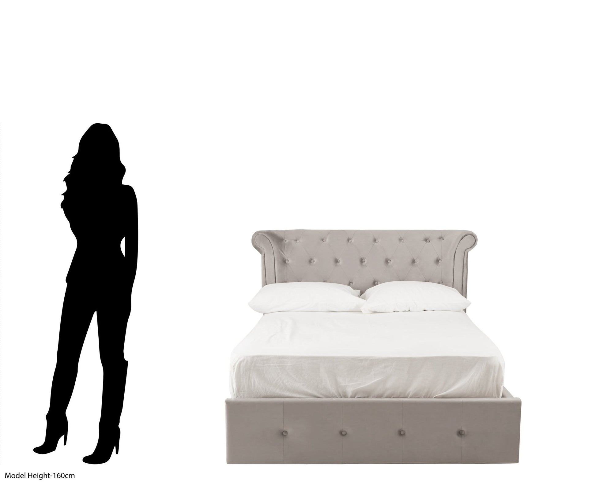 Darby Steel Velvet Double Ottoman Bed - Skandi London