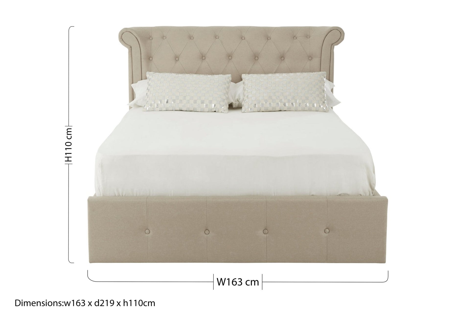 Darby Beige Double Ottoman Bed - Skandi London