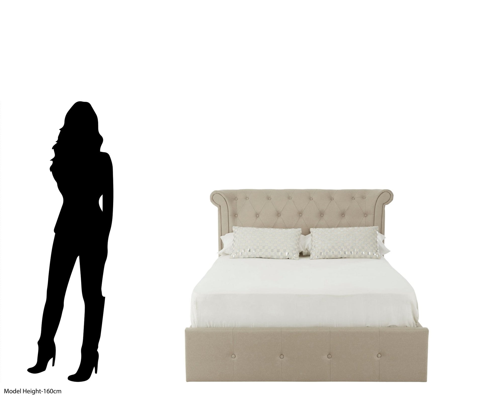 Darby Beige Double Ottoman Bed - Skandi London