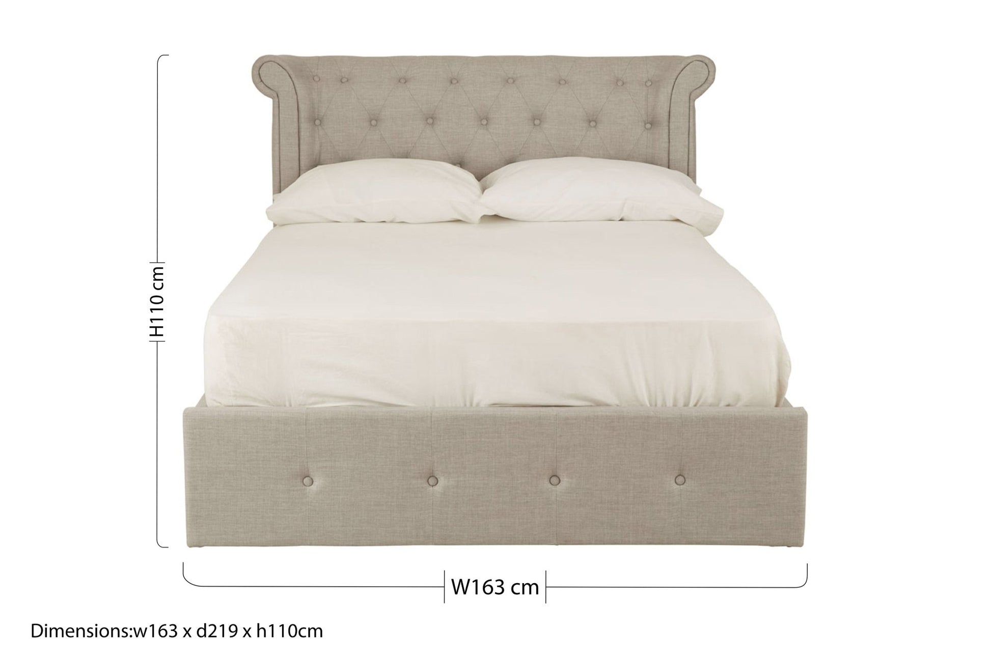 Darby Light Grey Double Ottoman Bed - Skandi London