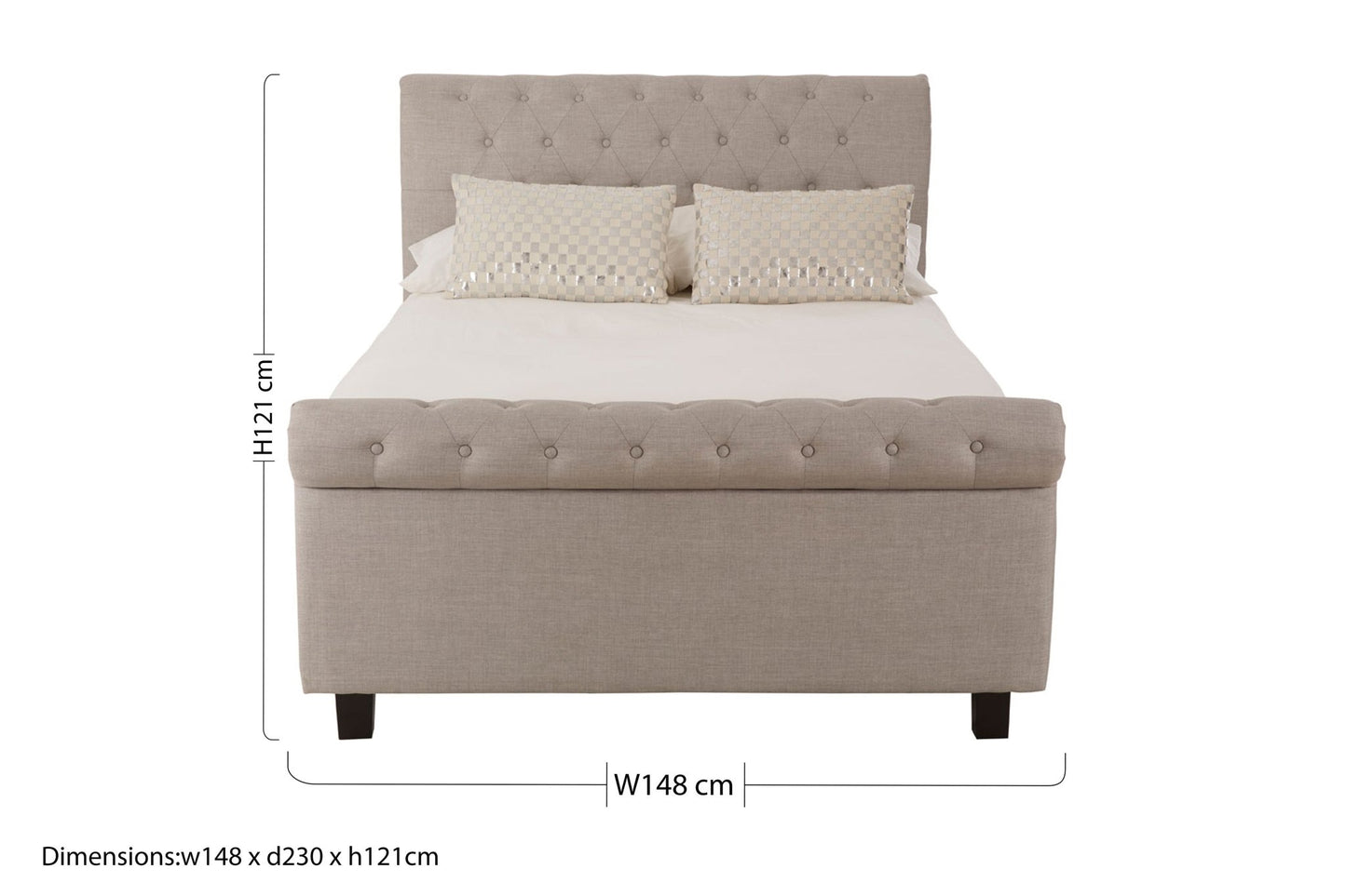 Lamont Light Grey Double Ottoman Bed - Skandi London