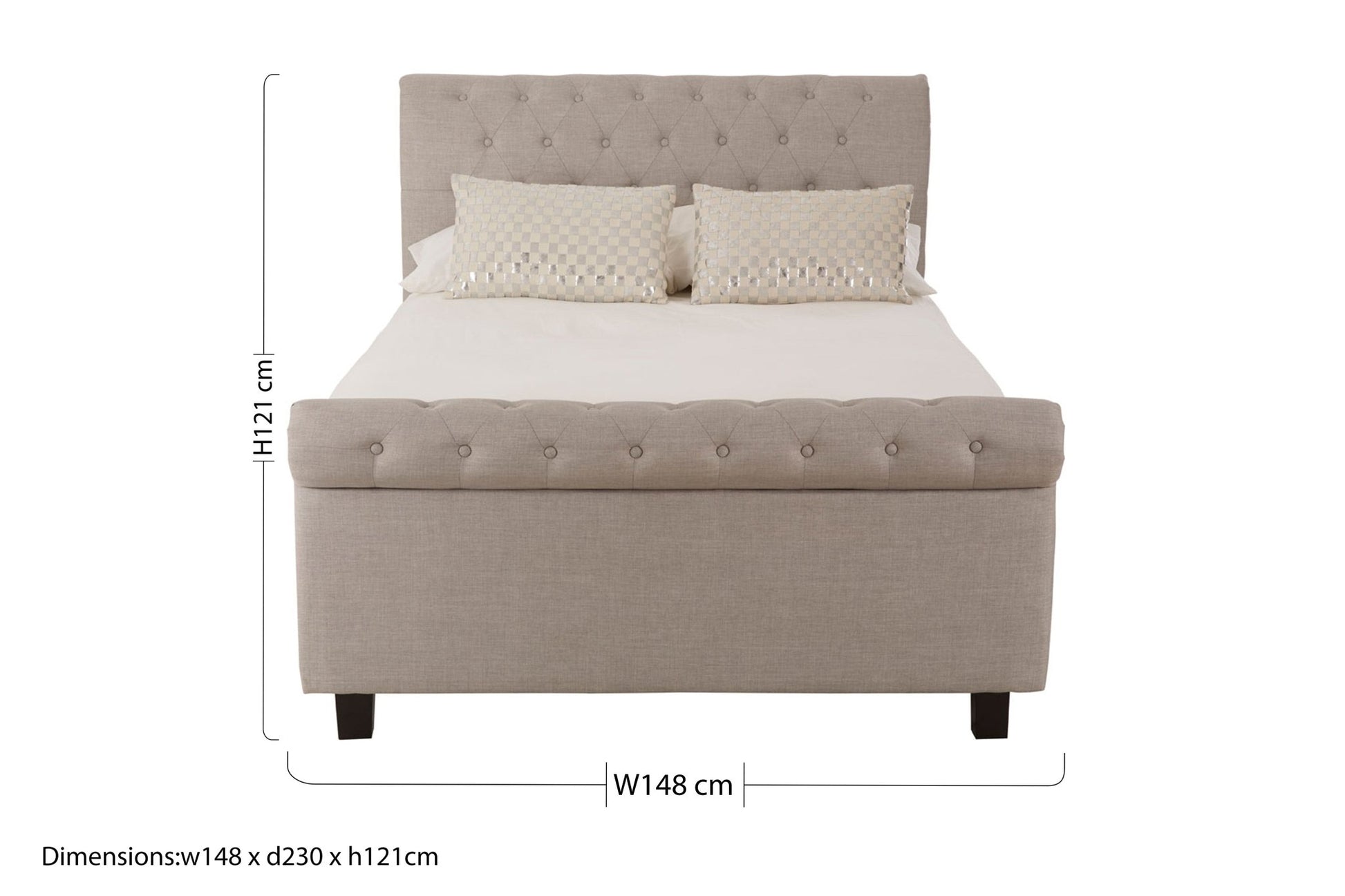 Lamont Light Grey Double Ottoman Bed - Skandi London