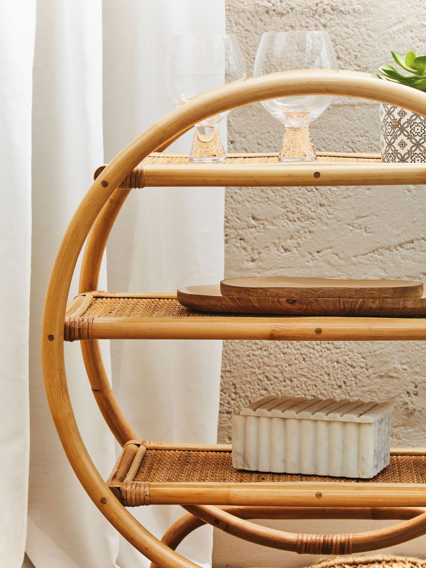 Kai Three Tier Natural Rattan Shelf Unit - Skandi London