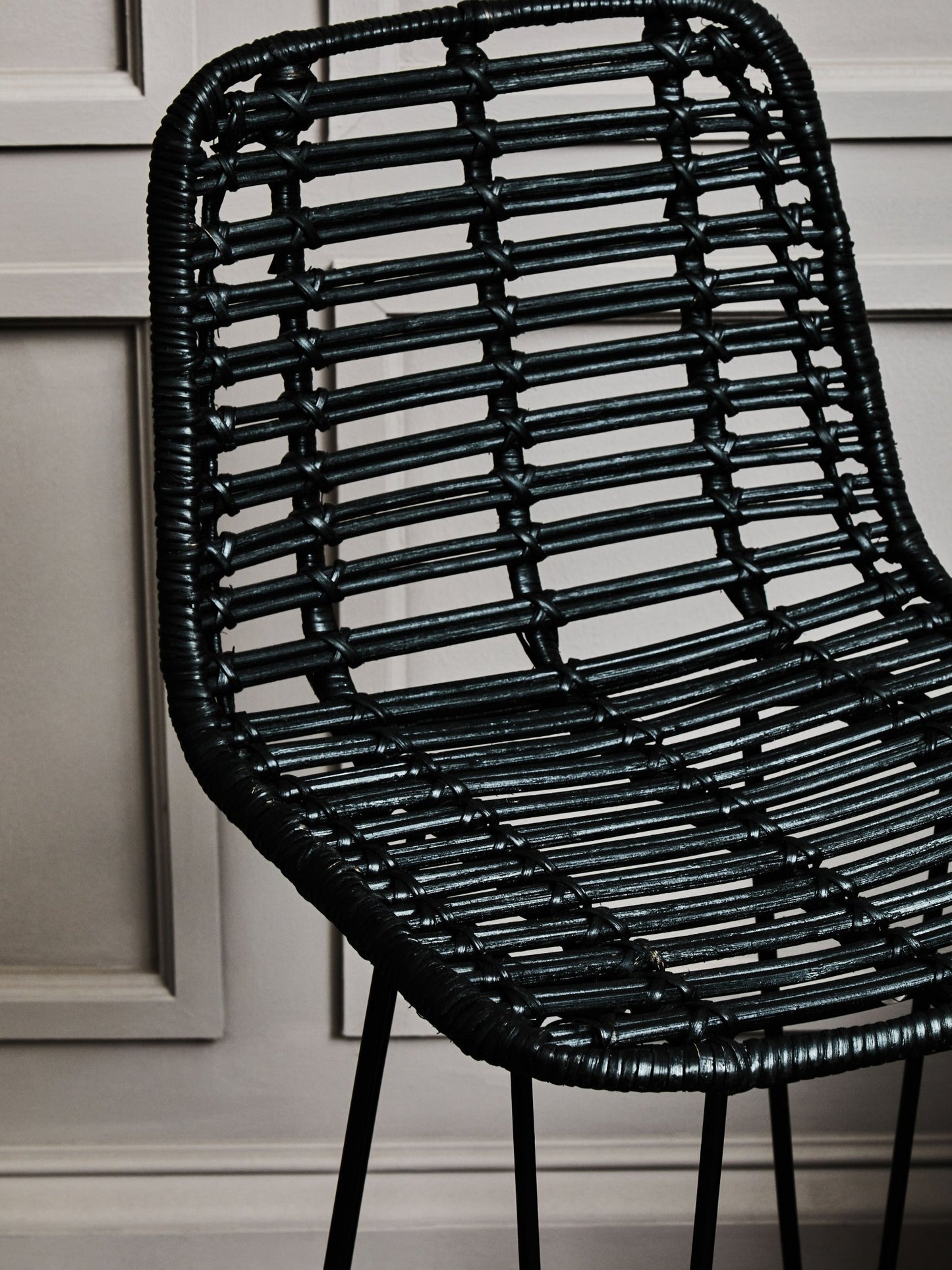 Hilde Black Natural Rattan Bar Chair - Skandi London