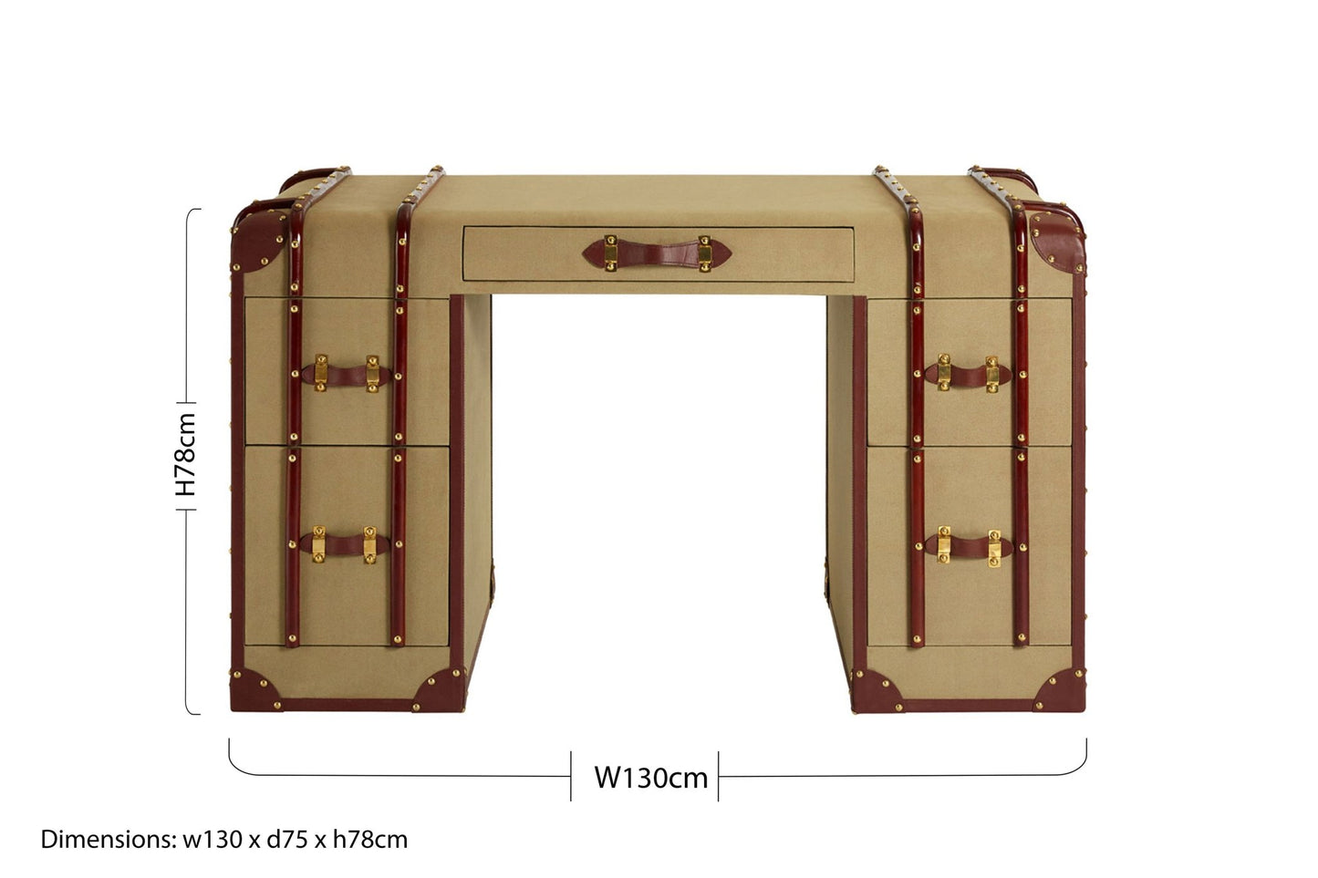 Caren Leather Trim Canvas Desk - Skandi London