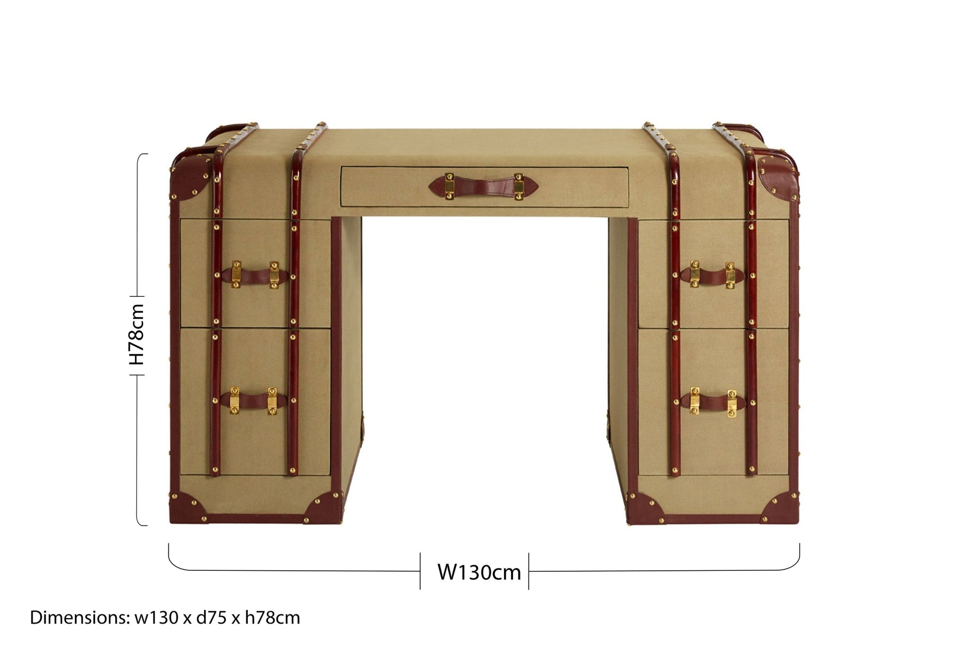 Caren Leather Trim Canvas Desk - Skandi London