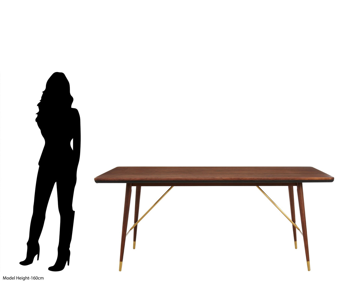 Harald Walnut Wood And Brass Finish Dining Table - Skandi London