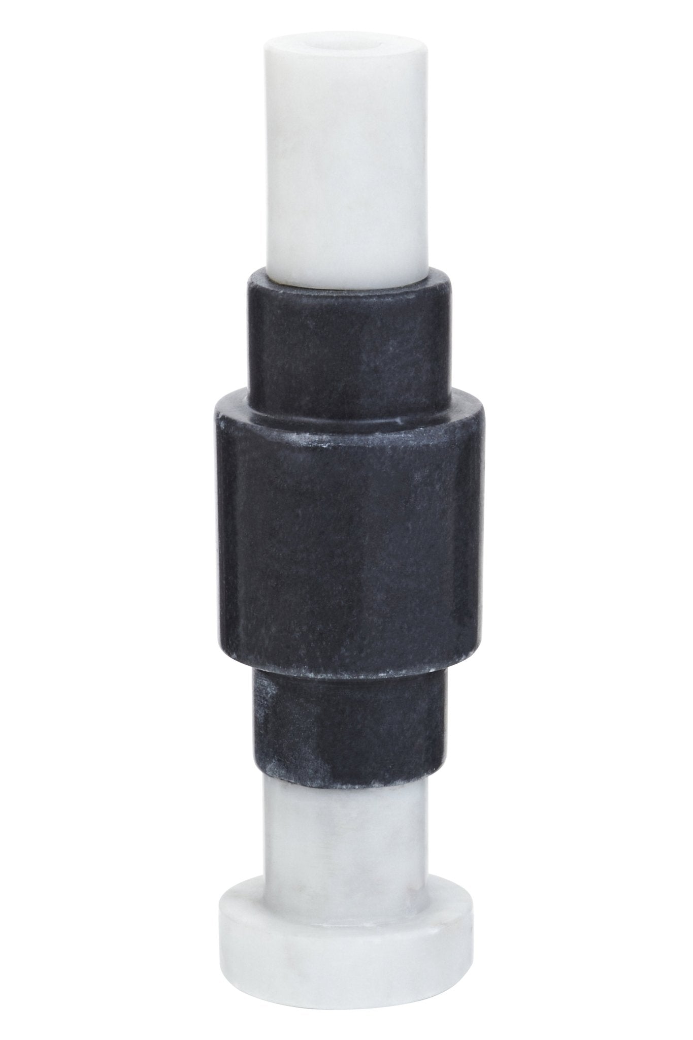 Leif Black And White Marble Candle Holder - Skandi London