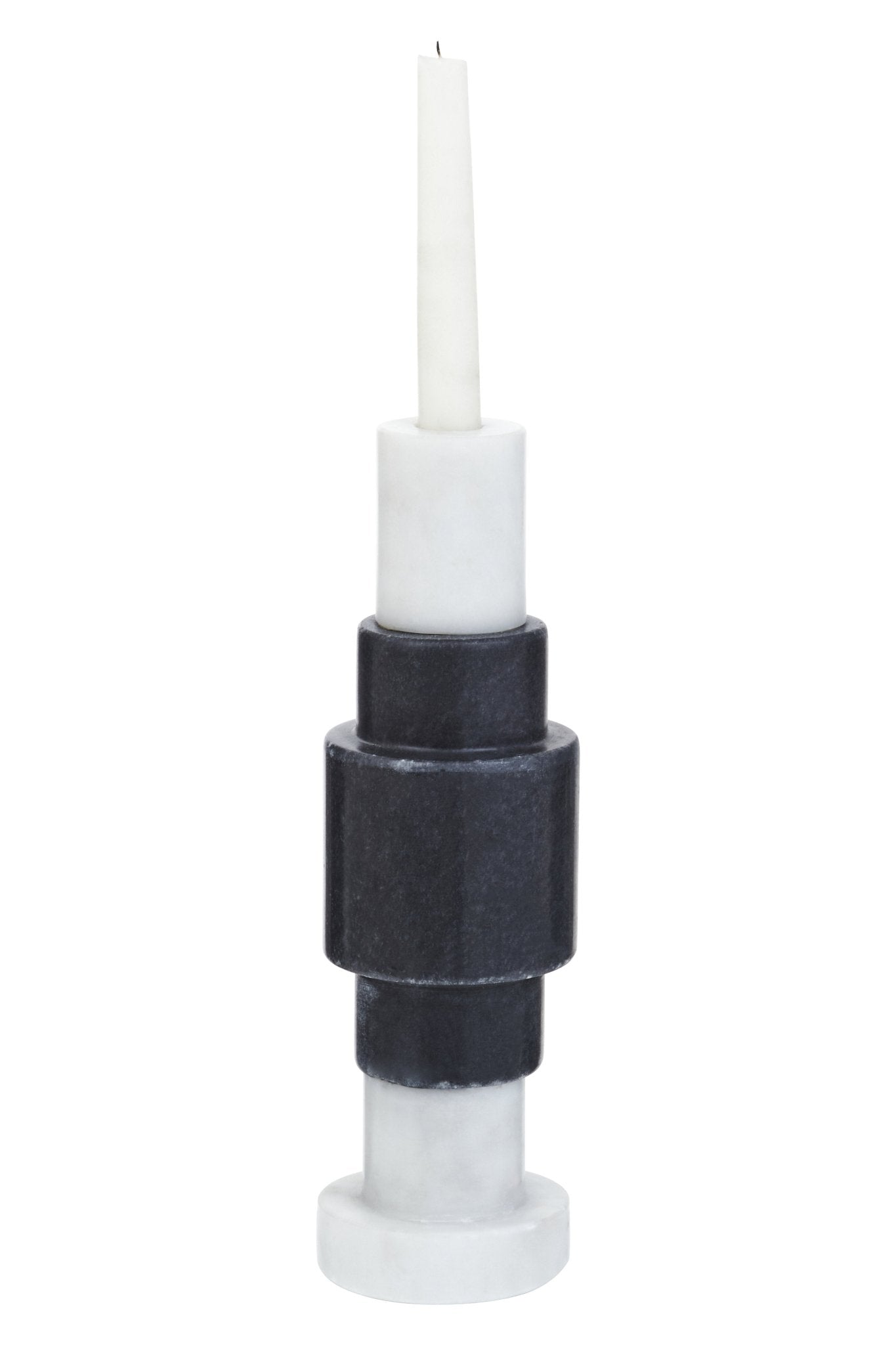 Leif Black And White Marble Candle Holder - Skandi London