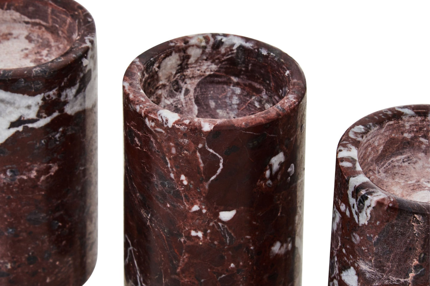 Vida Set Of Three Red Marble Tealight Holders - Skandi London
