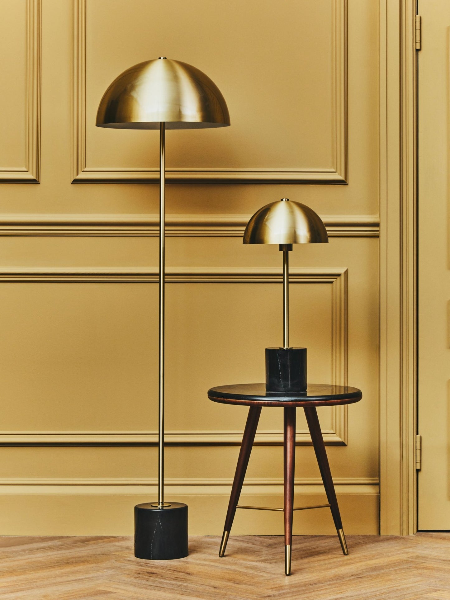 Kieron Brushed Brass Metal Floor Lamp - Skandi London