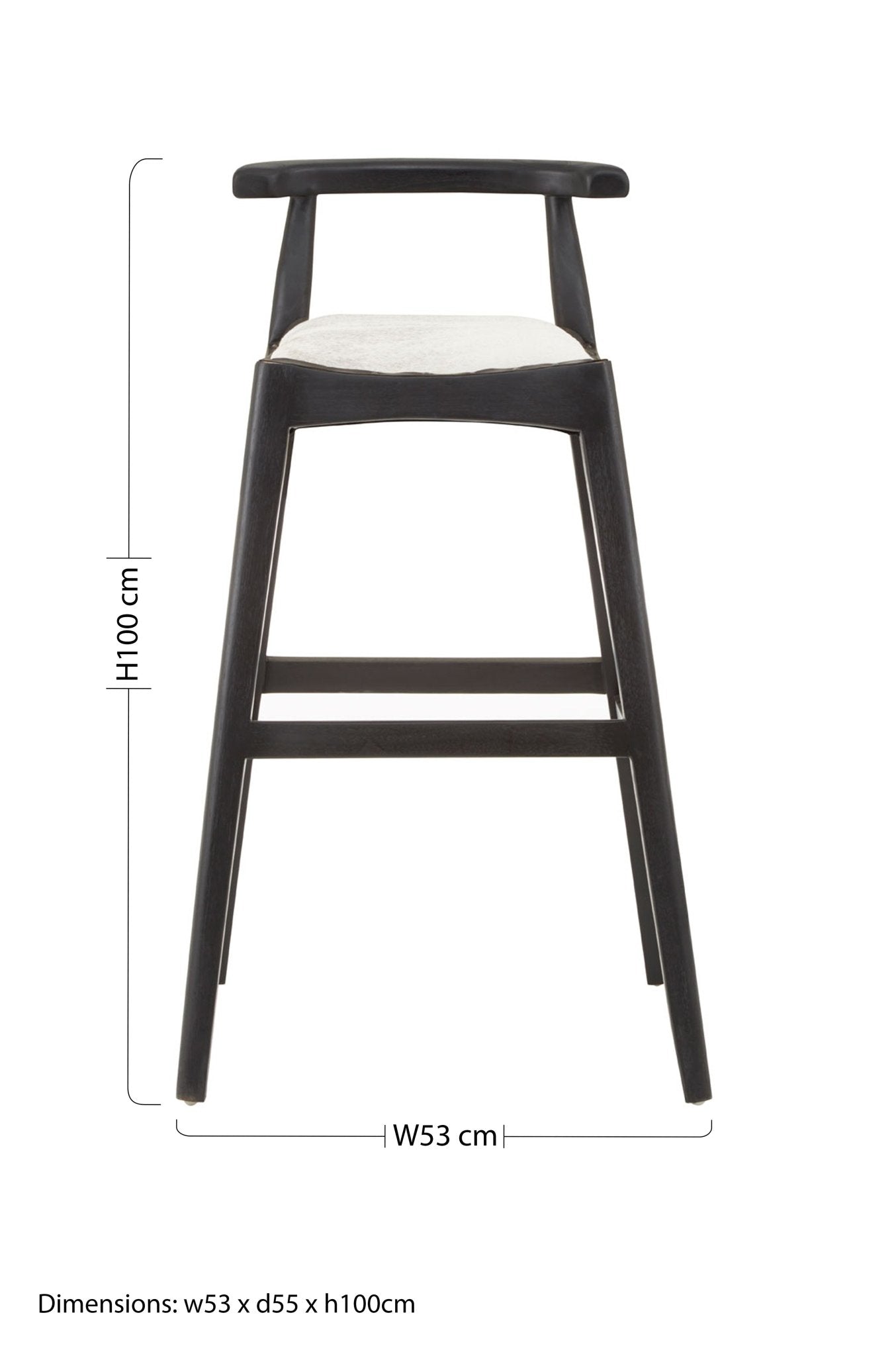 Hansel White Leather And Teak Bar Stool - Skandi London