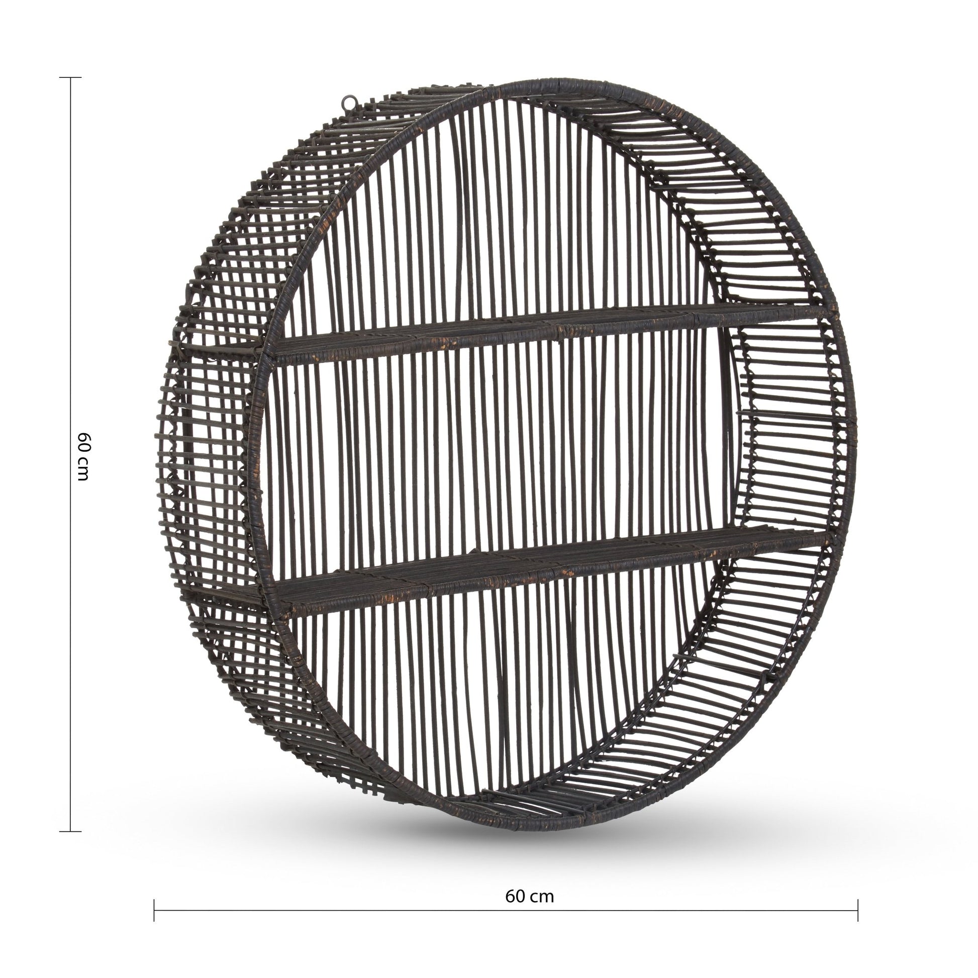 Barbro Large Black Rattan Wall Shelf - Skandi London