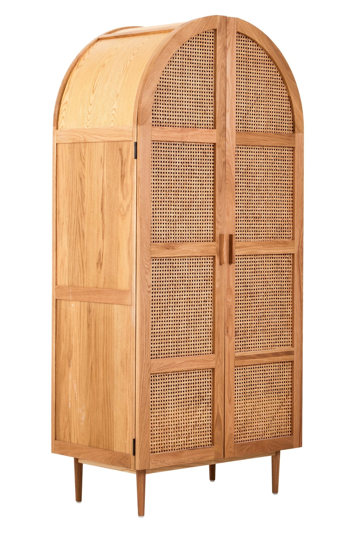 Janica 2 Door Natural Rattan And Oak Cabinet - Skandi London