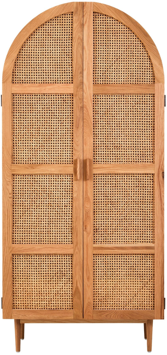 Janica 2 Door Natural Rattan And Oak Cabinet - Skandi London