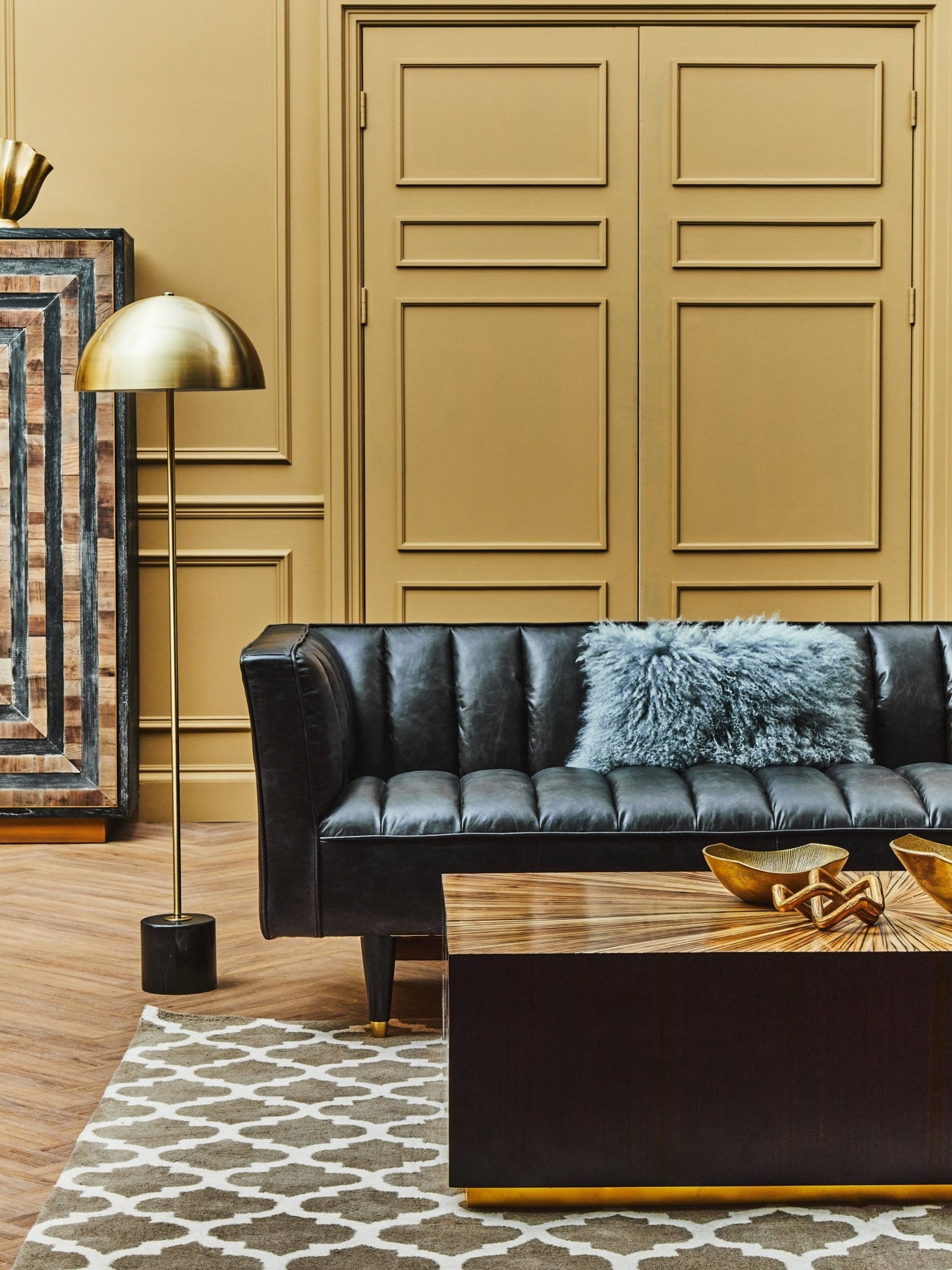 Kieron Brushed Brass Metal Floor Lamp - Skandi London