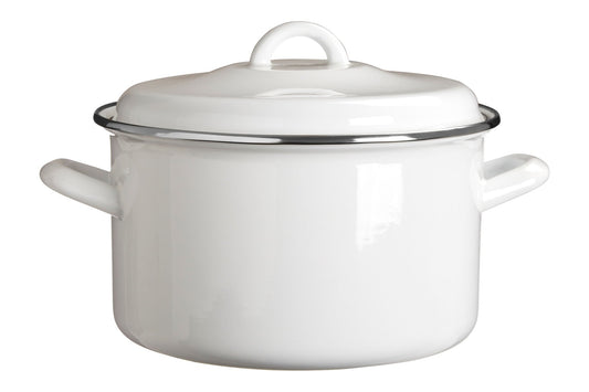 Maj 4700ml White Enamel Casserole Dish - Skandi London