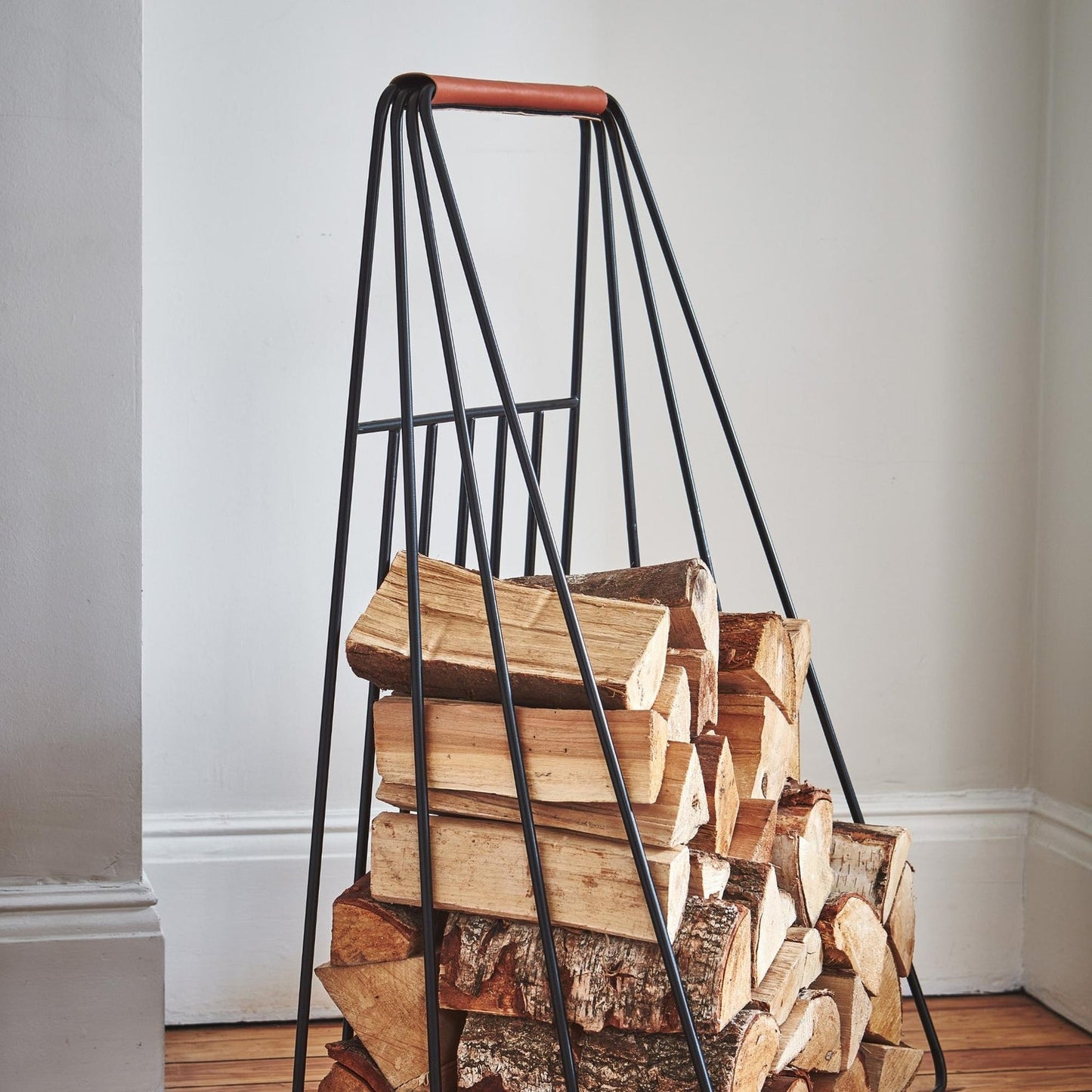 Holbaek Leather Handle Log Trolley - Skandi London