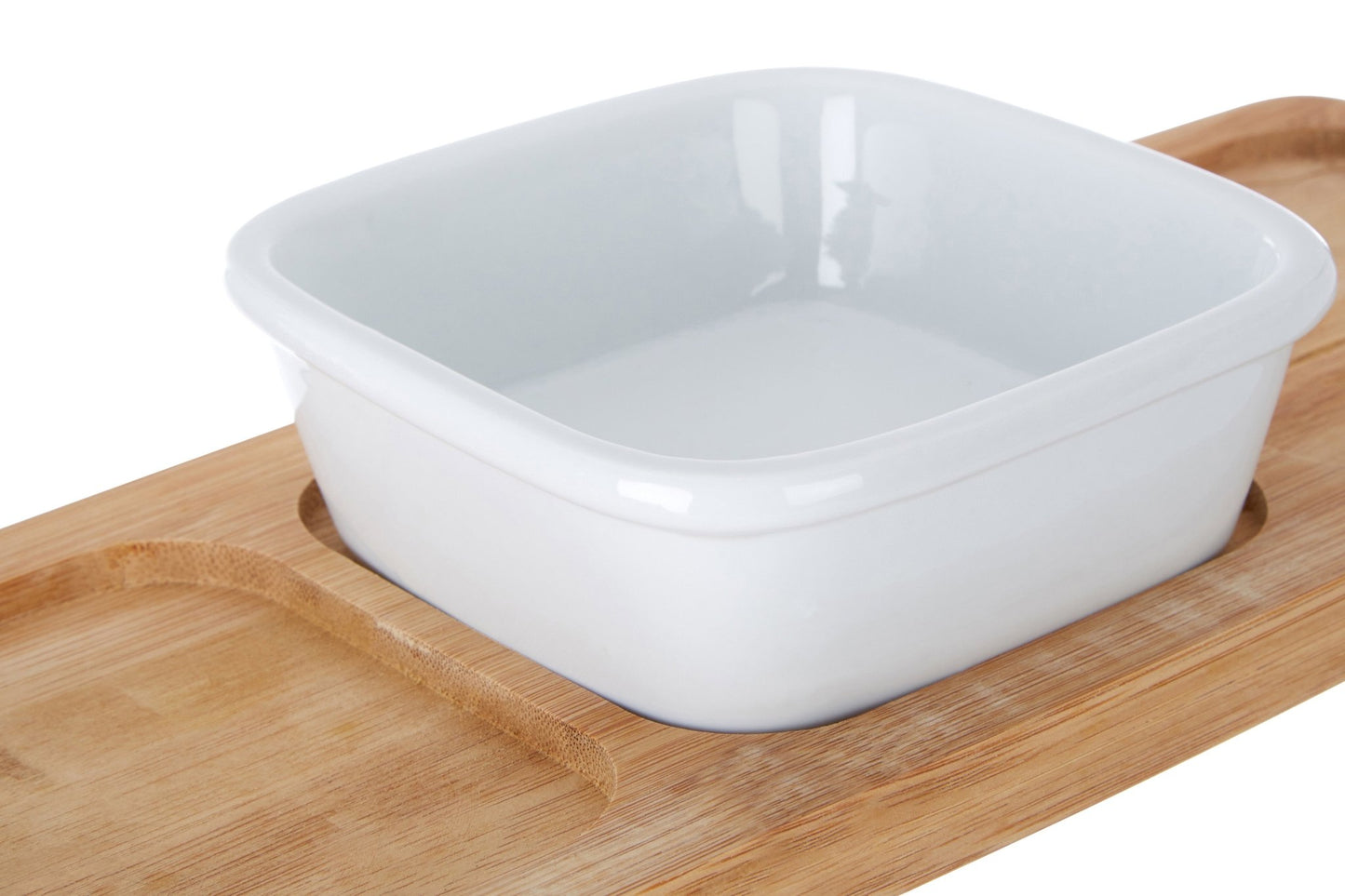 Aina Bamboo Snack Tray With White Dipping Bowl - Skandi London