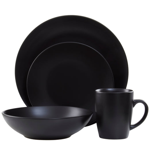 Digby 16 Piece Black Stoneware Dinner Set - Skandi London