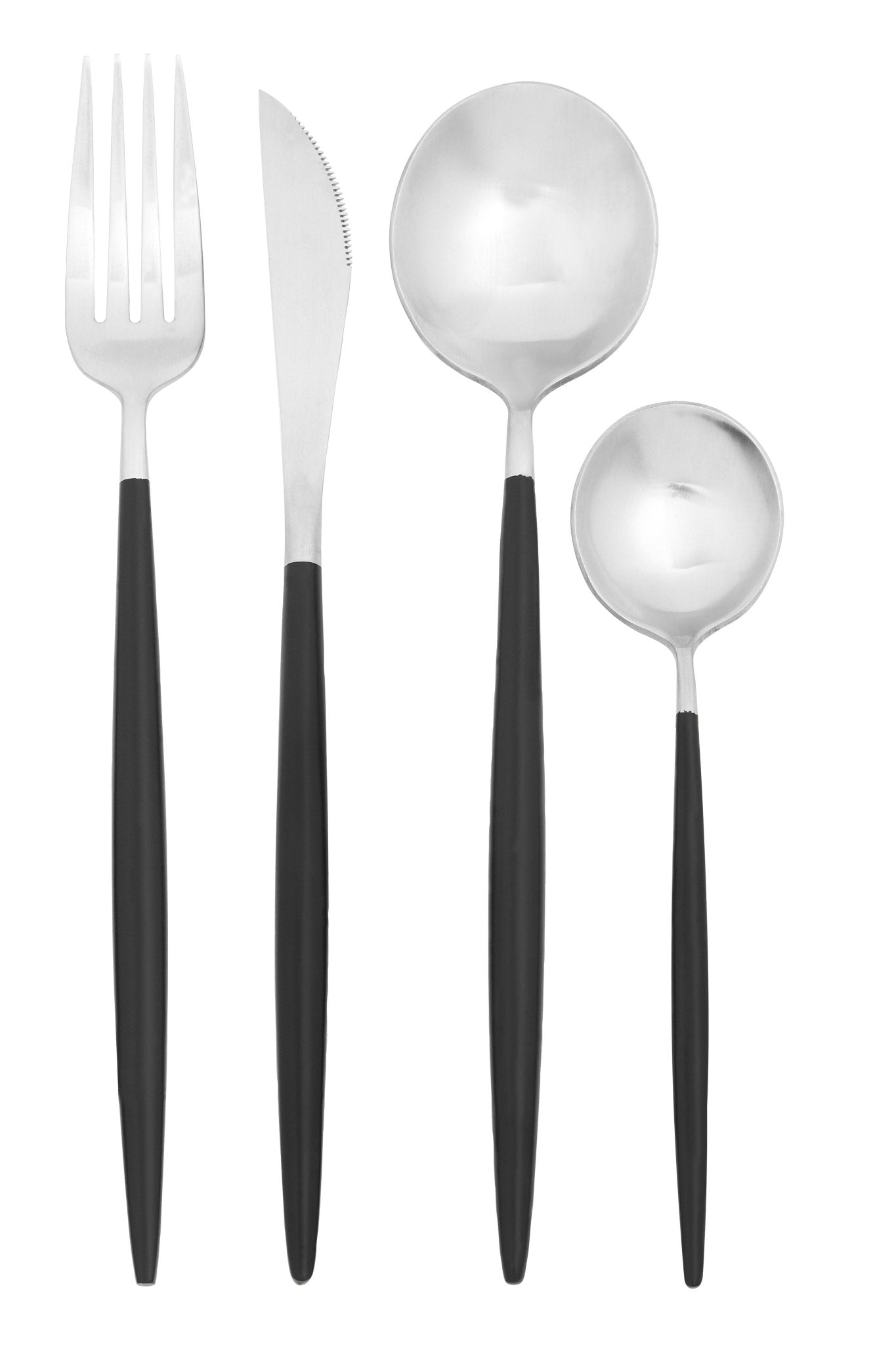 Asmund 16 Piece Matte Silver and Black Cutlery Set - Skandi London