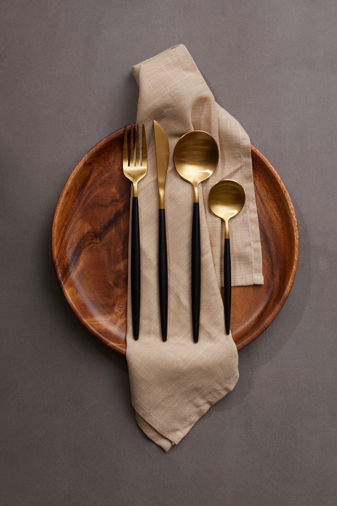 Asmund 16 Piece Black and Matte Gold and Black Cutlery Set - Skandi London