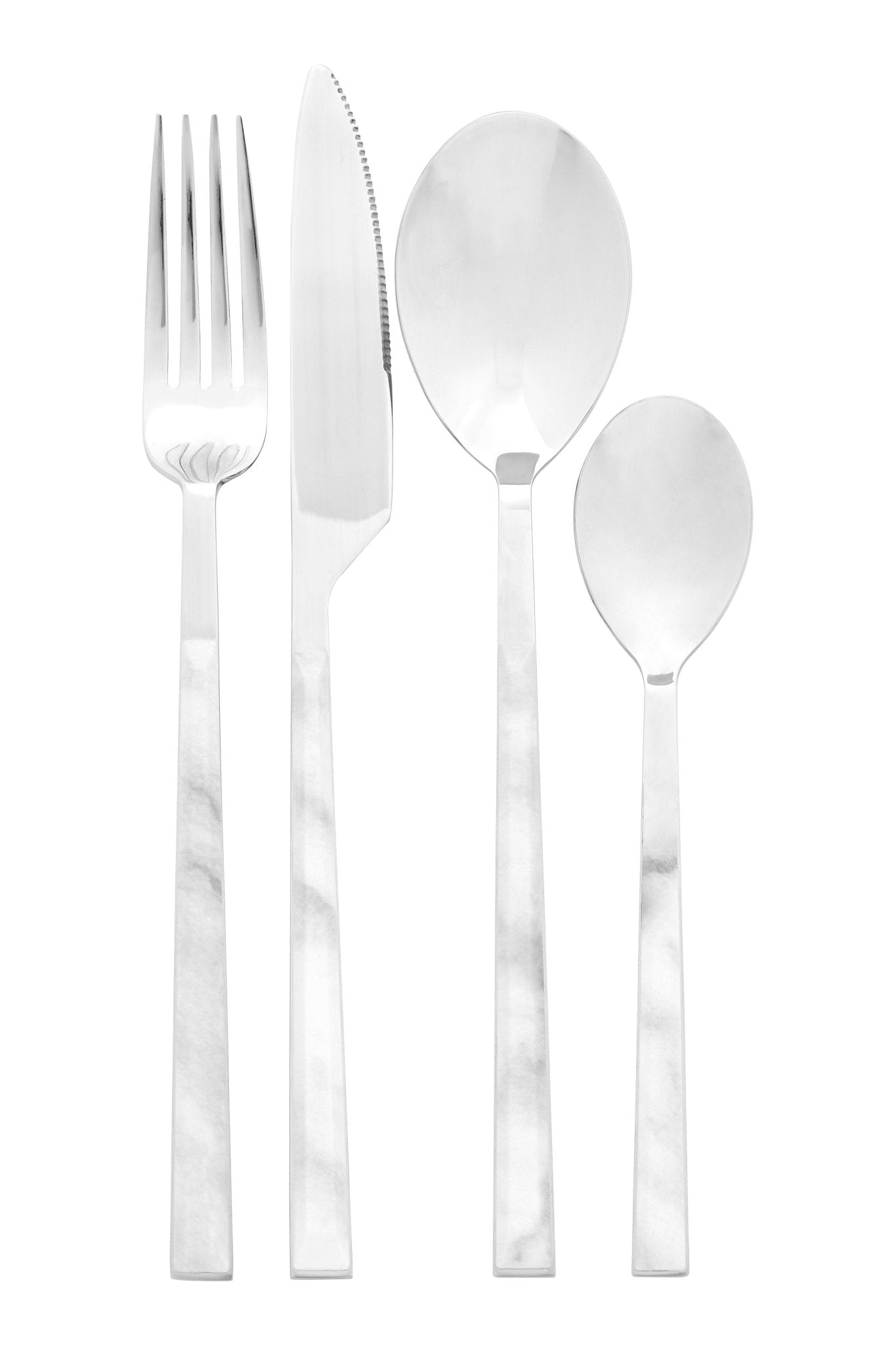 Asmund 16 Piece White Faux Marble Cutlery Set - Skandi London