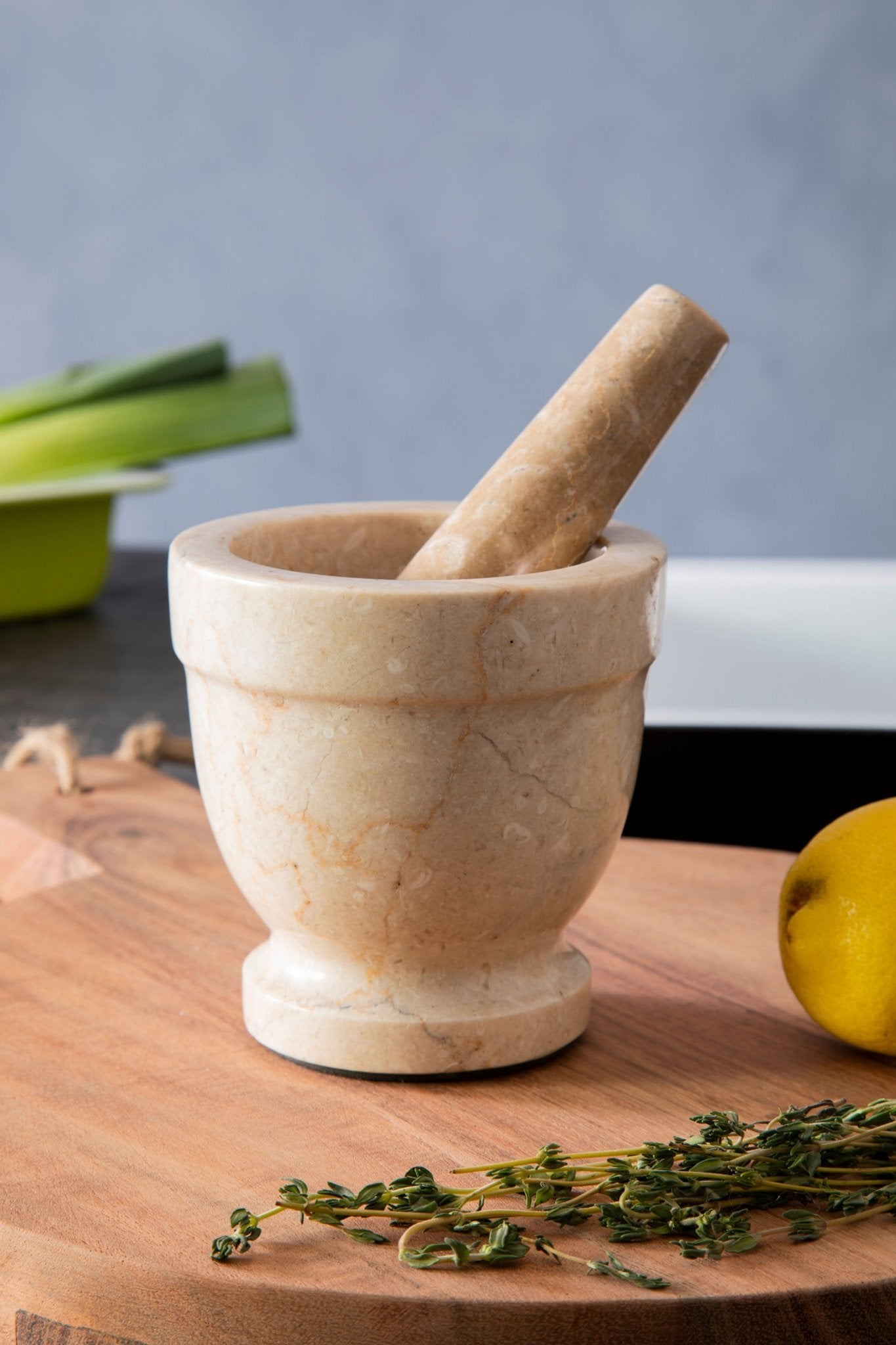 Freya Champagne Marble Mortar and Pestle - Skandi London