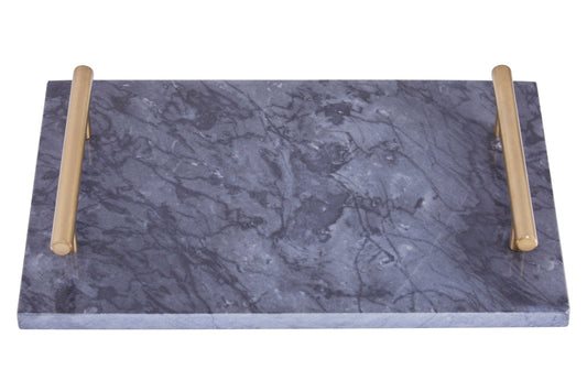 Johannes Black Marble Tray With Gold Effect Handles - Skandi London
