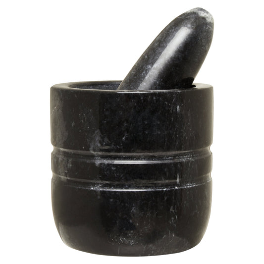 Mikele Black Marble Textured Mortar And Pestle - Skandi London