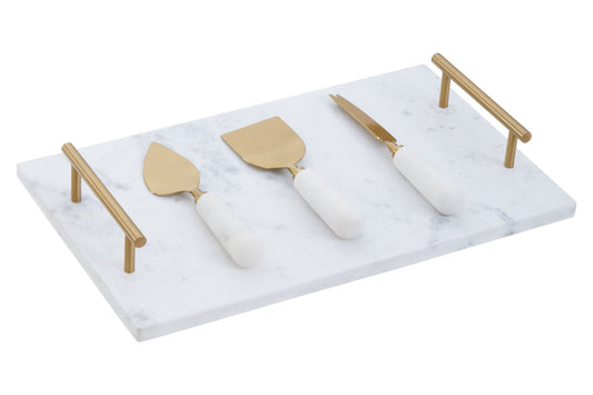 Jeppe White And Gold Finish Cheese Knife Set - Skandi London