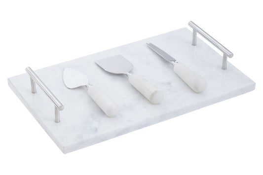 Jeppe White And Silver Cheese Knife Set - Skandi London