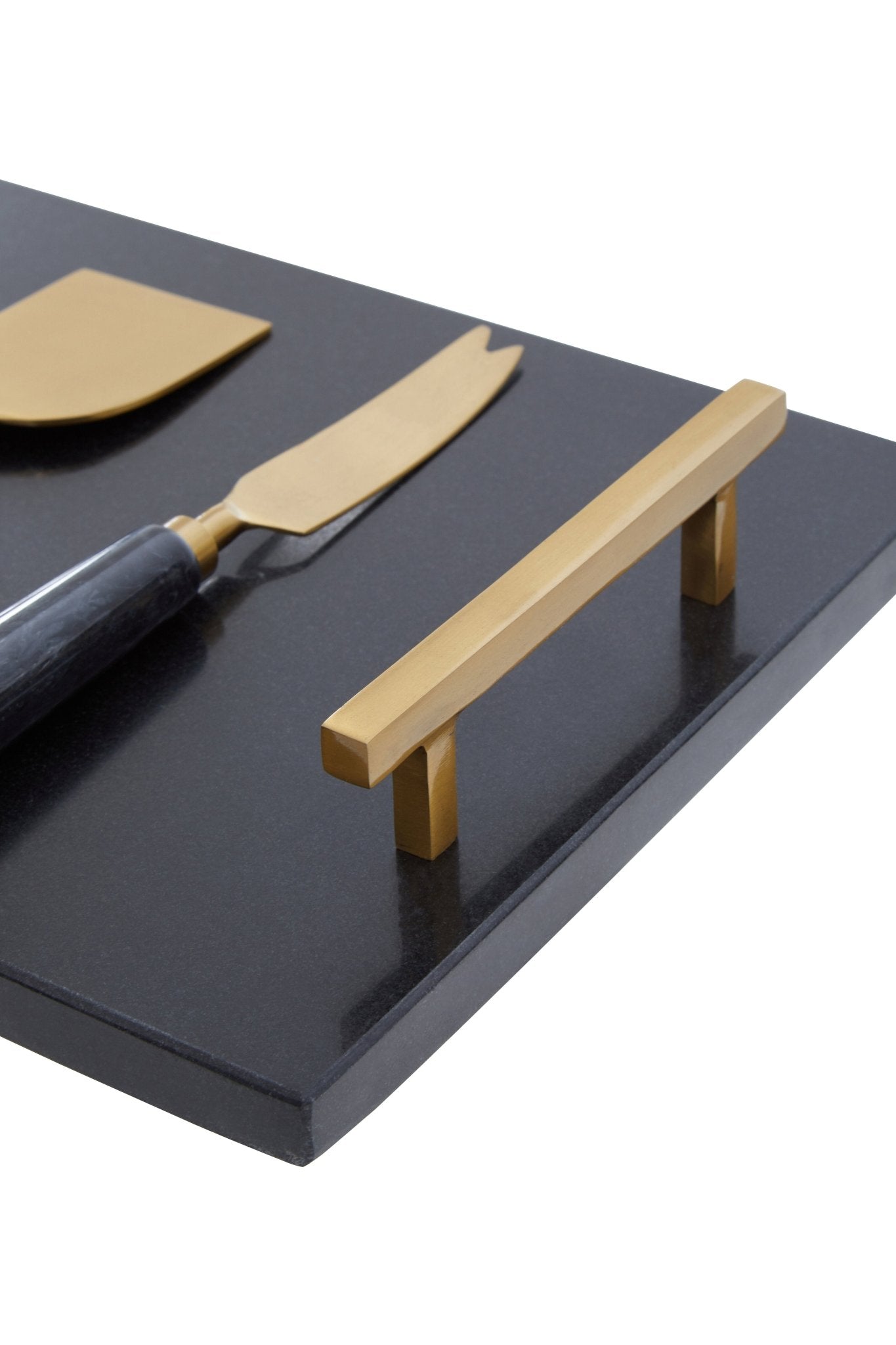 Jeppe Marble Board Black And Gold Finish Cheese Knife Set - Skandi London