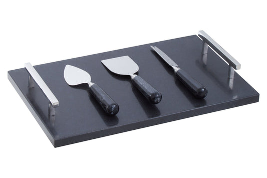 Jeppe Black And Silver Finish Cheese Knife Set - Skandi London