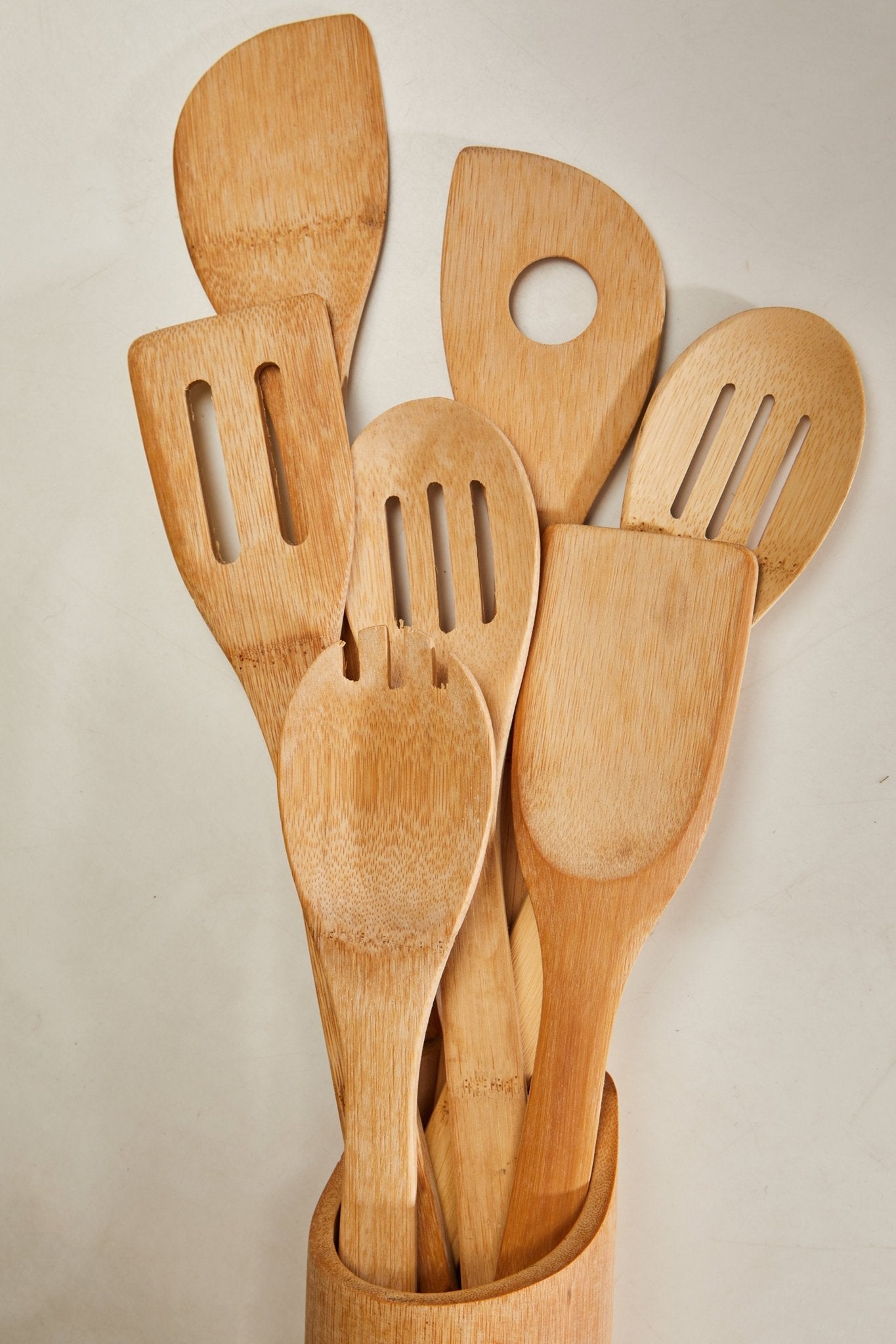 Aina 6pc Bamboo Kitchen Tool Set With Holder - Skandi London