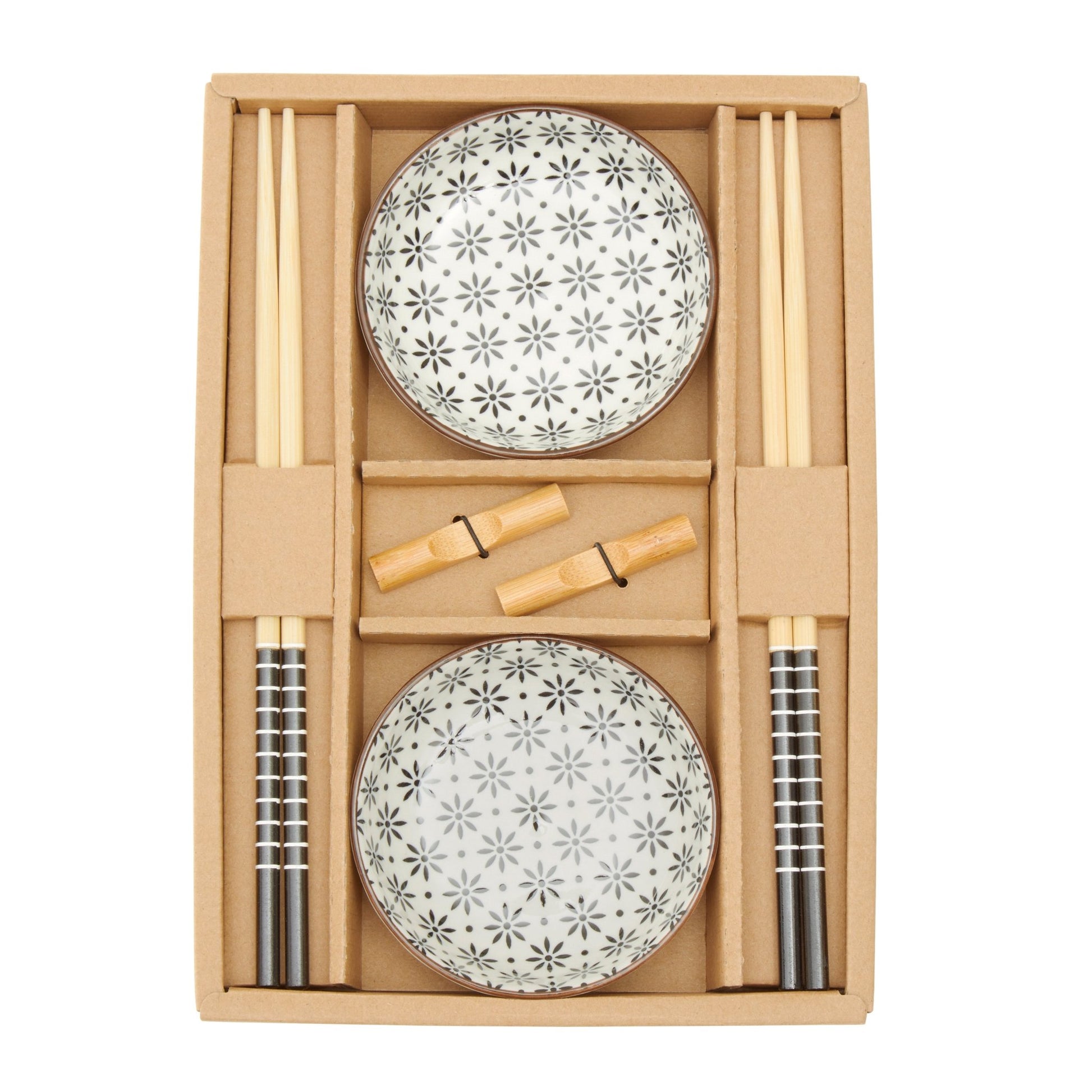 Haldor 6pc White Ceramic and Wood Sushi Set - Skandi London