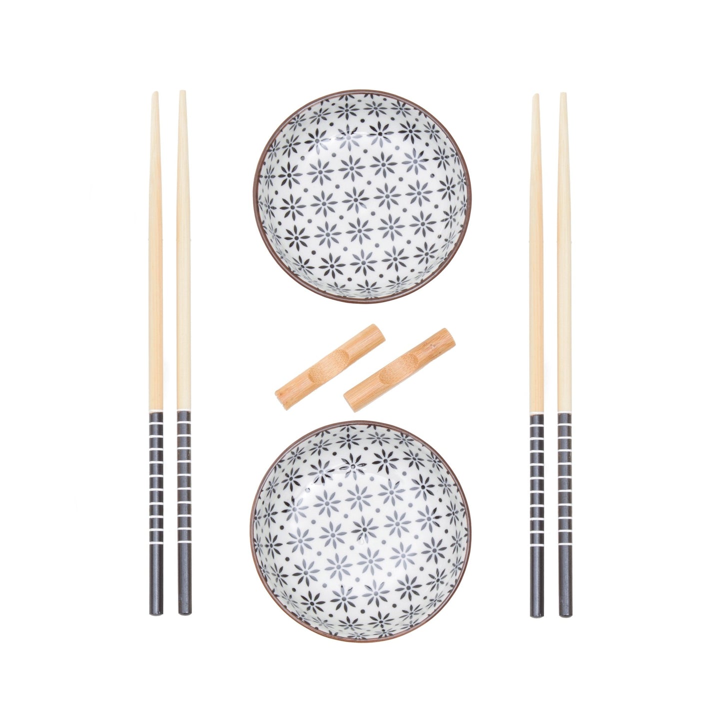 Haldor 6pc White Ceramic and Wood Sushi Set - Skandi London