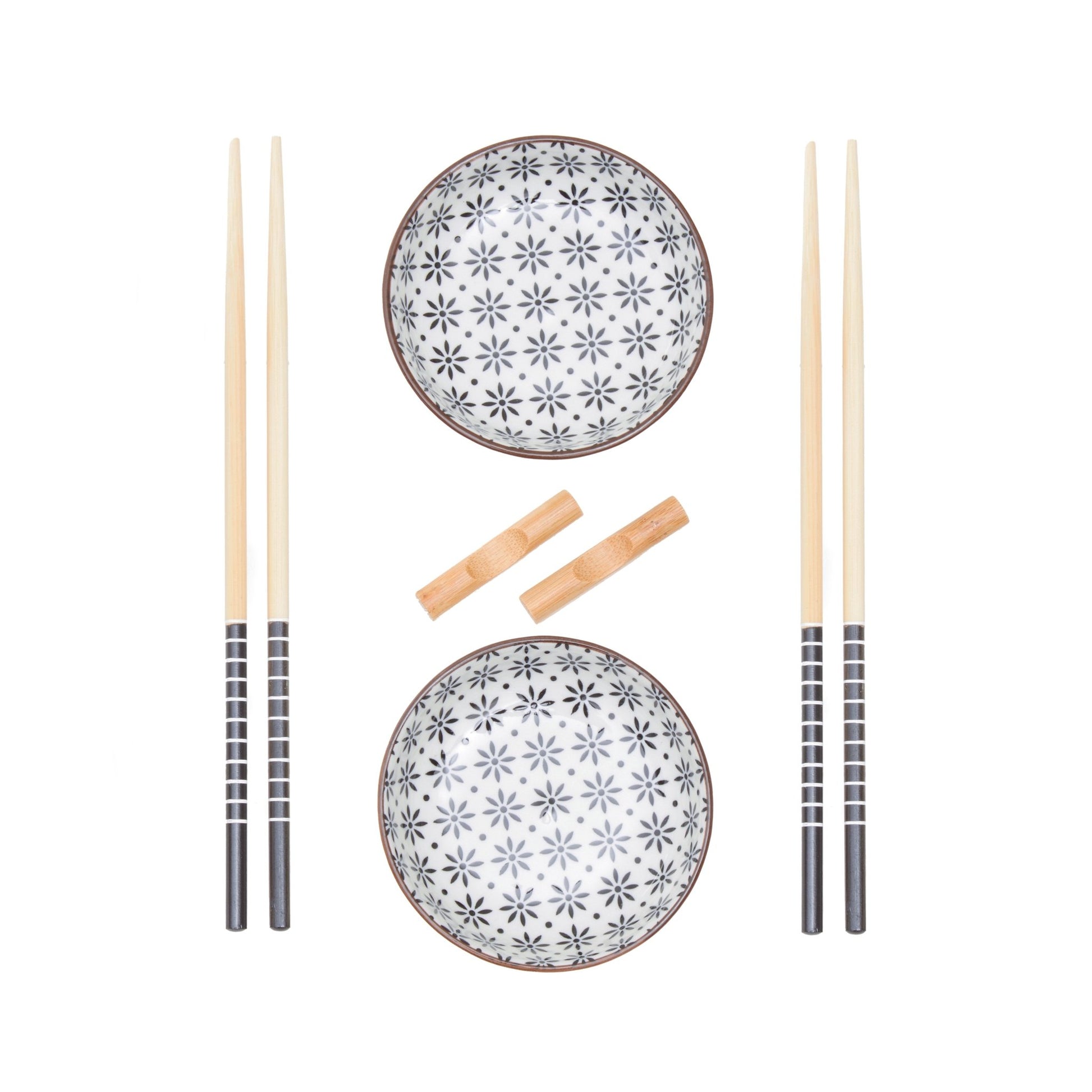 Haldor 6pc White Ceramic and Wood Sushi Set - Skandi London