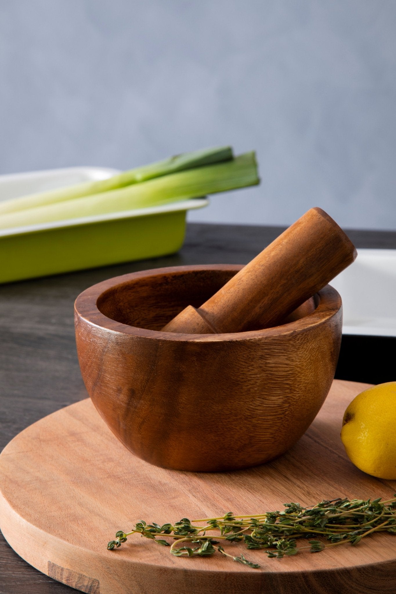 Heidrun Acacia Wood Mortar And Pestle - Skandi London