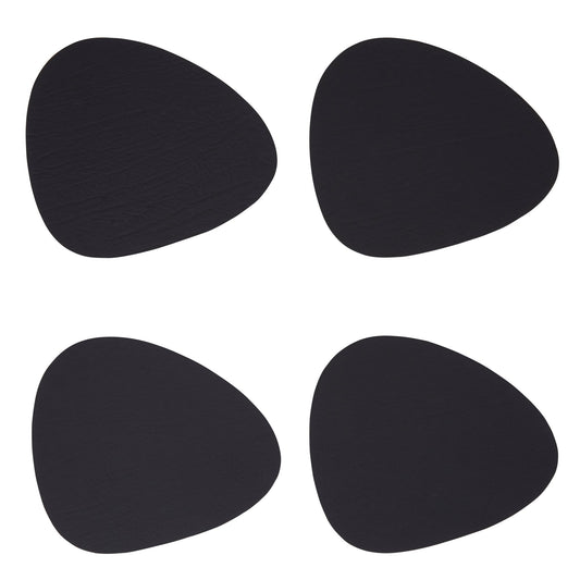 Broderick 4Pc Pebble Black Leather Coasters - Skandi London